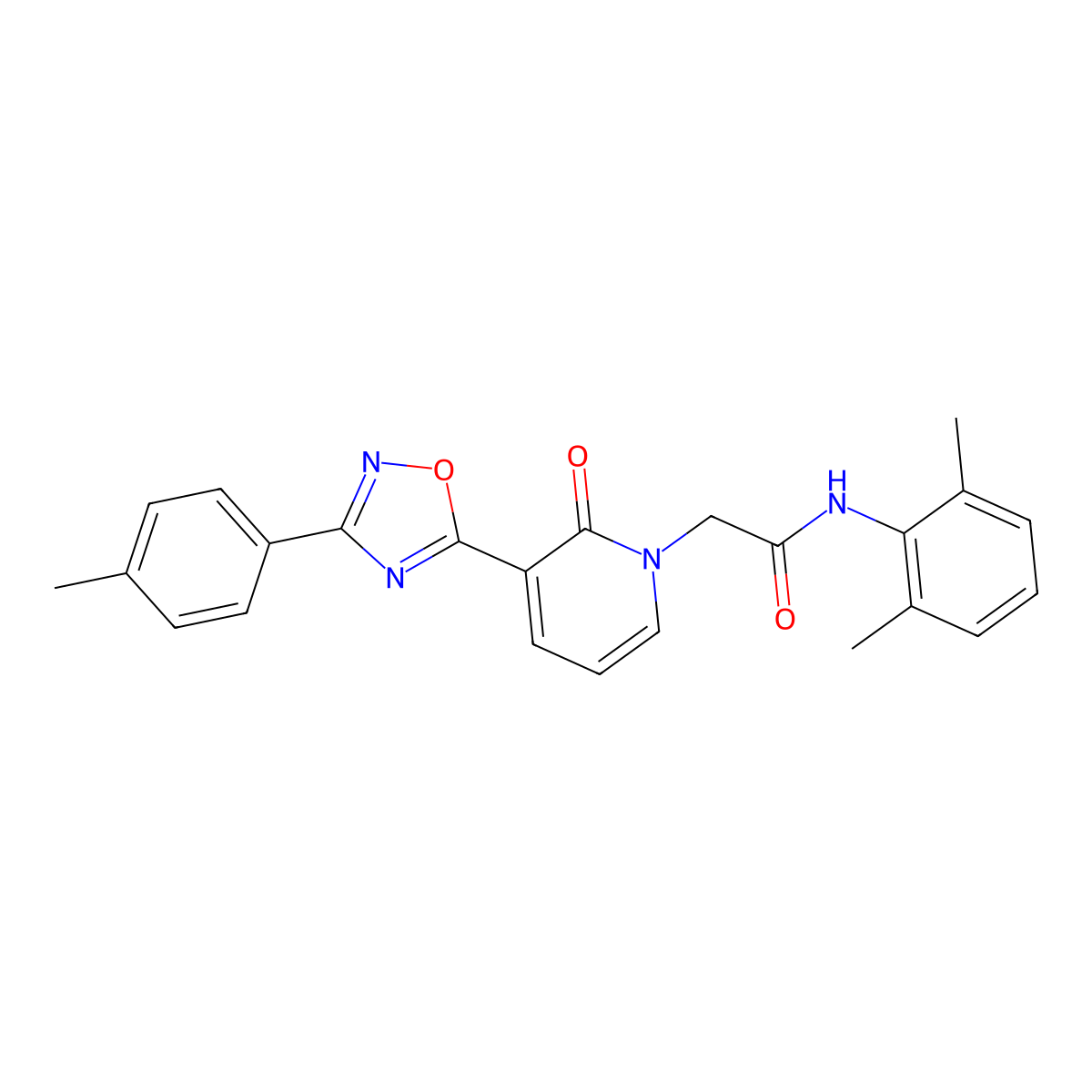 N-(2,6-dimethylphenyl)-2-(2-oxo-3-(3-(p-tolyl)-1,2,4-oxadiazol-5-yl)pyridin-1(2H)-yl)acetamide molecular structure, CAS 1040649-33-9