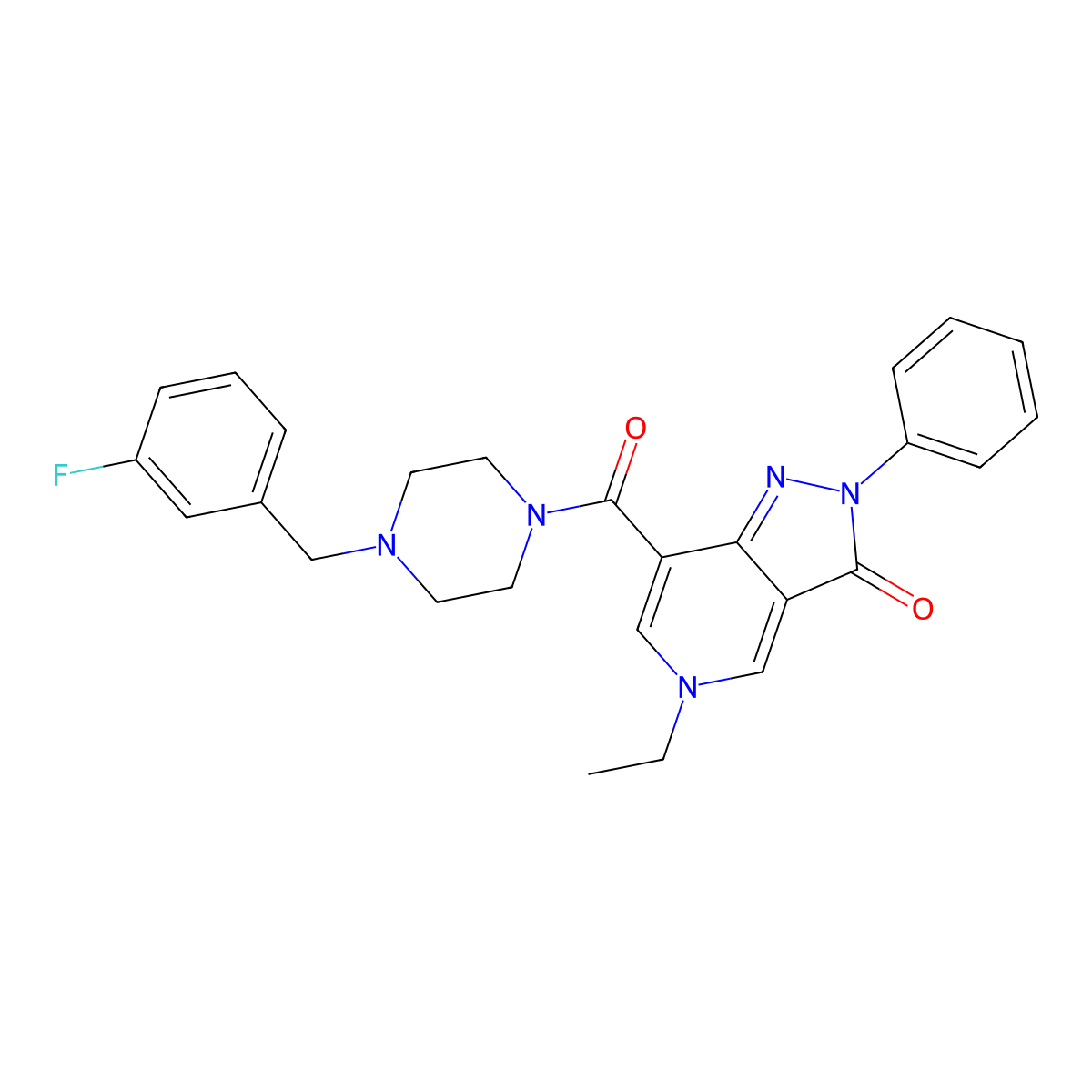 5-ethyl-7-(4-(3-fluorobenzyl)piperazine-1-carbonyl)-2-phenyl-2H-pyrazolo[4,3-c]pyridin-3(5H)-one molecular structure, CAS 1040649-38-4