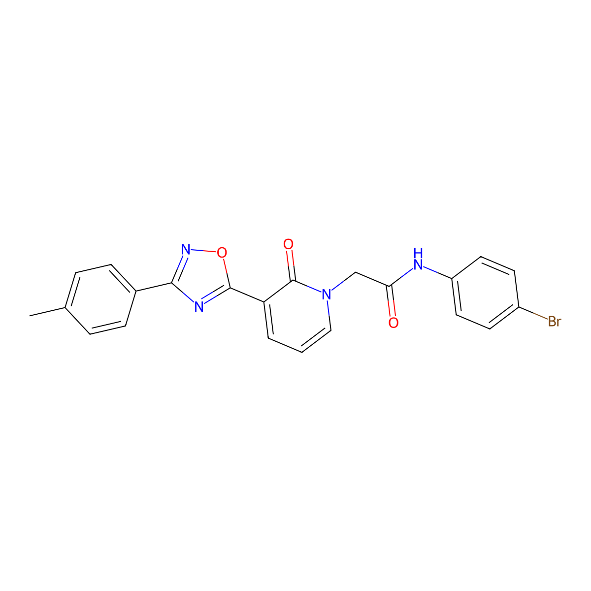 N-(4-bromophenyl)-2-(2-oxo-3-(3-(p-tolyl)-1,2,4-oxadiazol-5-yl)pyridin-1(2H)-yl)acetamide molecular structure, CAS 1040649-41-9