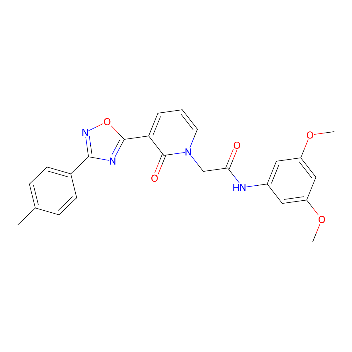N-(3,5-dimethoxyphenyl)-2-{3-[3-(4-methylphenyl)-1,2,4-oxadiazol-5-yl]-2-oxo-1,2-dihydropyridin-1-yl}acetamide molecular structure, CAS 1040649-45-3