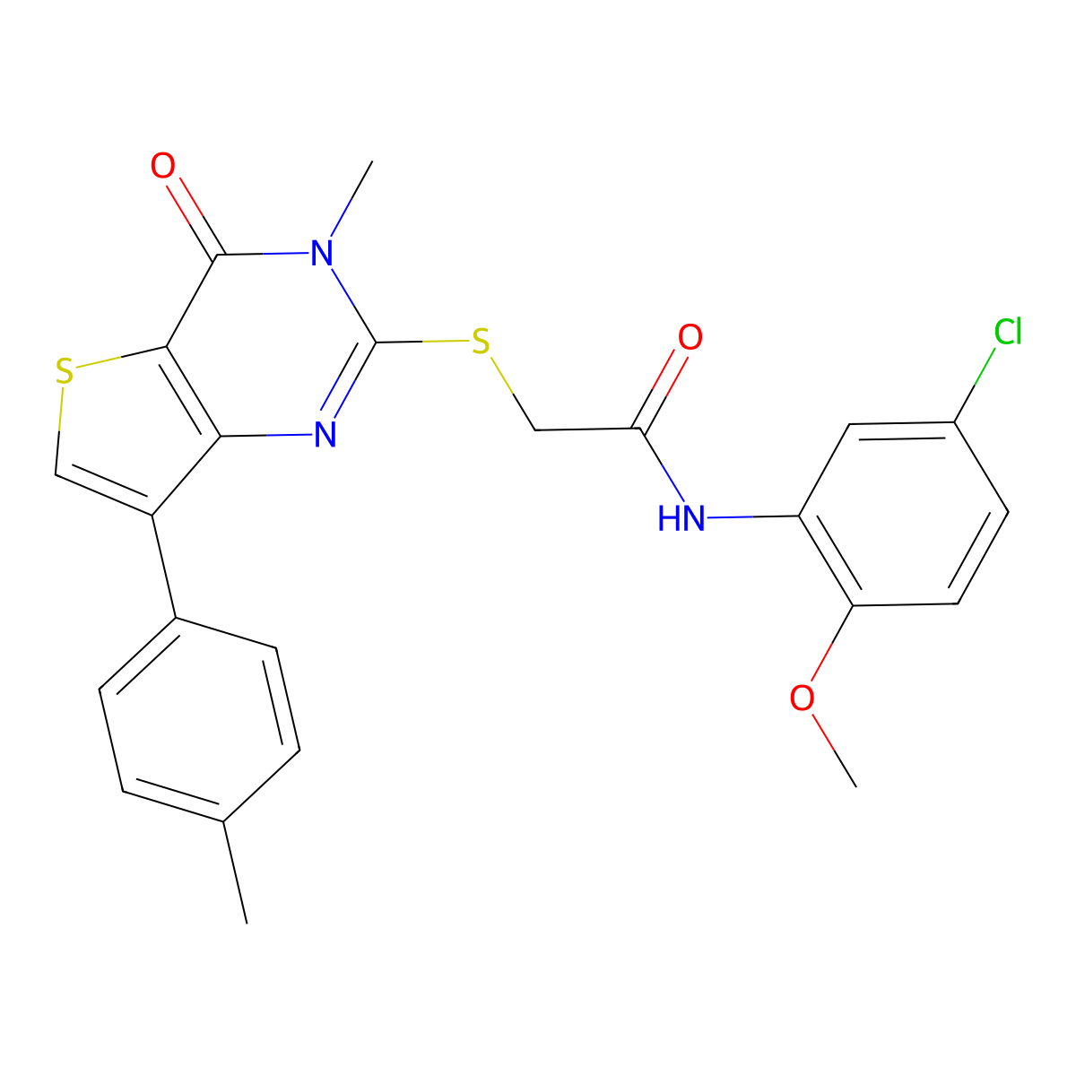 N-(5-chloro-2-methoxyphenyl)-2-{[3-methyl-7-(4-methylphenyl)-4-oxo-3,4-dihydrothieno[3,2-d]pyrimidin-2-yl]sulfanyl}acetamide molecular structure, CAS 1040649-47-5