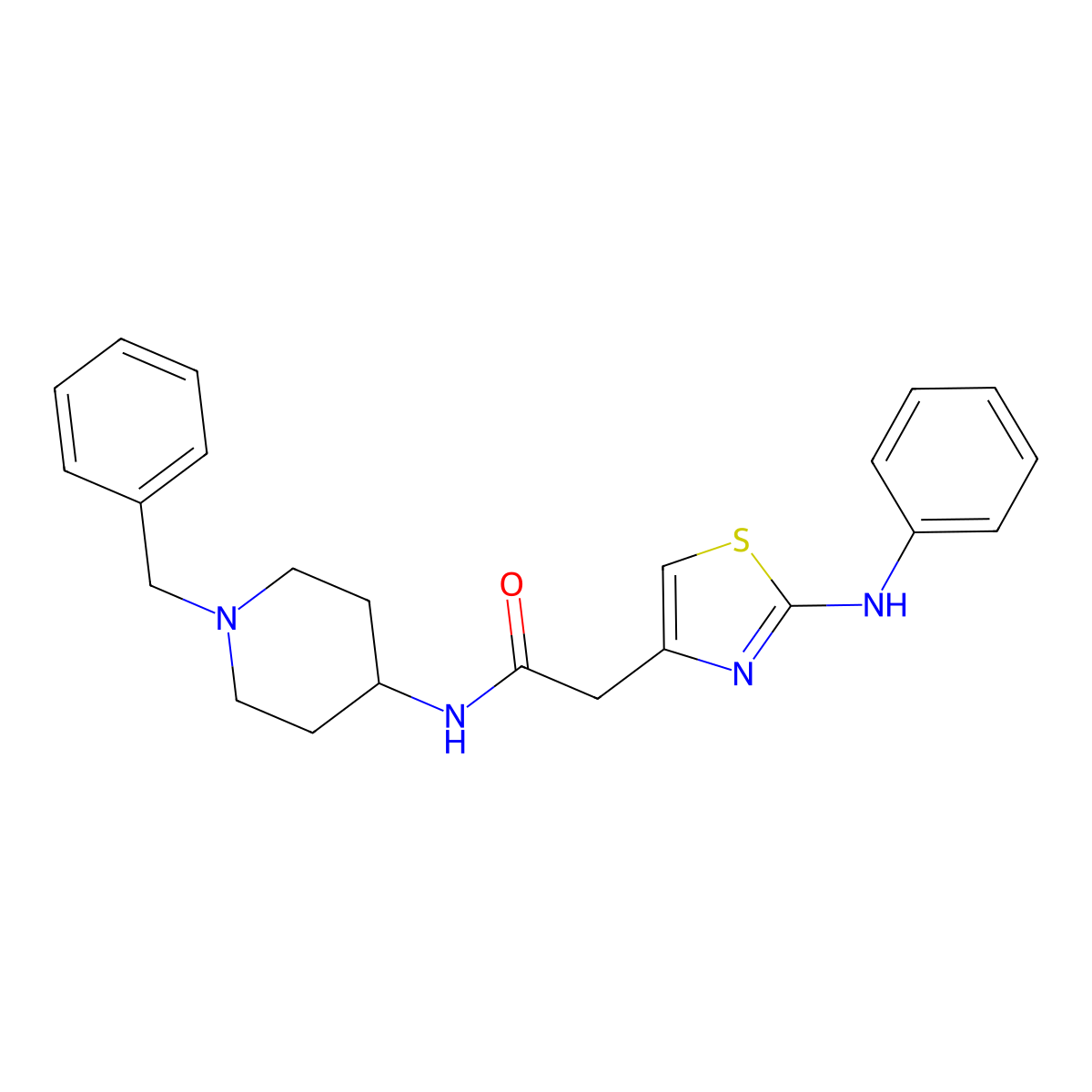 N-(1-benzylpiperidin-4-yl)-2-[2-(phenylamino)-1,3-thiazol-4-yl]acetamide molecular structure, CAS 1040649-59-9