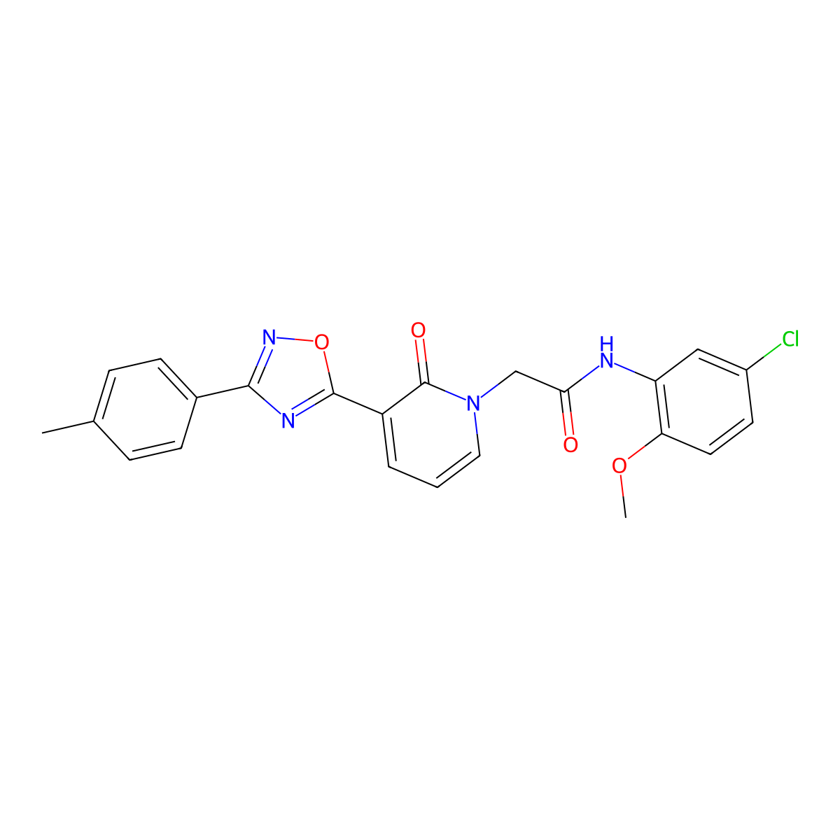N-(5-chloro-2-methoxyphenyl)-2-(2-oxo-3-(3-(p-tolyl)-1,2,4-oxadiazol-5-yl)pyridin-1(2H)-yl)acetamide molecular structure, CAS 1040649-60-2