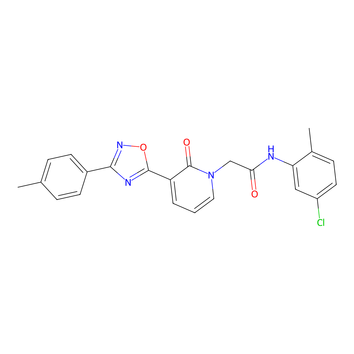 N-(5-chloro-2-methylphenyl)-2-(2-oxo-3-(3-(p-tolyl)-1,2,4-oxadiazol-5-yl)pyridin-1(2H)-yl)acetamide molecular structure, CAS 1040649-65-7