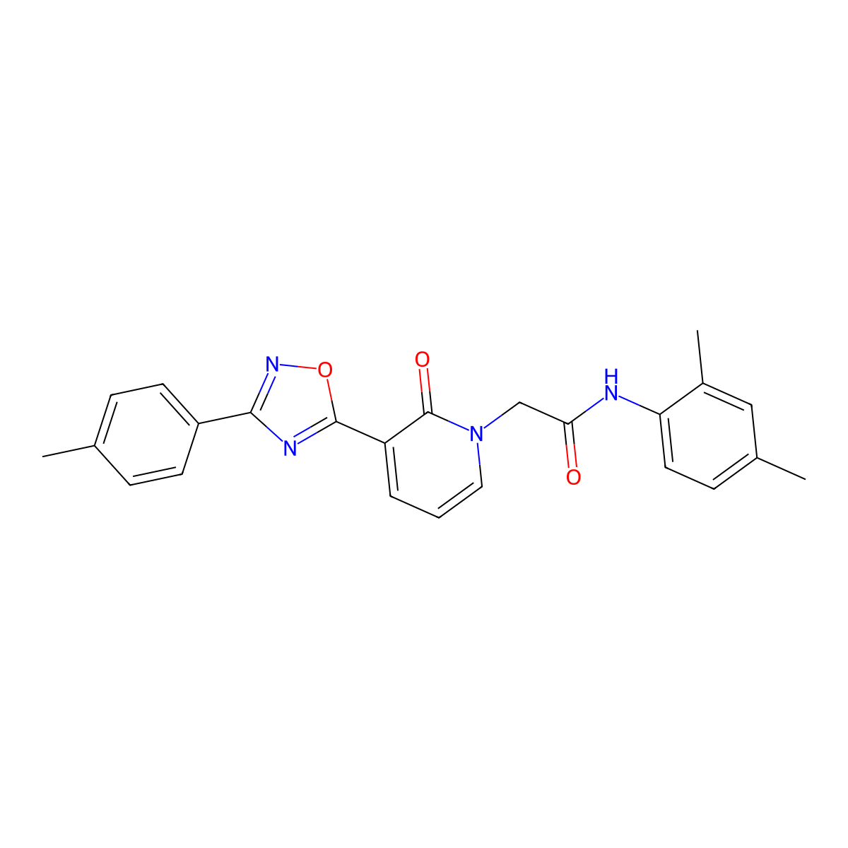N-(2,4-dimethylphenyl)-2-(2-oxo-3-(3-(p-tolyl)-1,2,4-oxadiazol-5-yl)pyridin-1(2H)-yl)acetamide molecular structure, CAS 1040649-70-4
