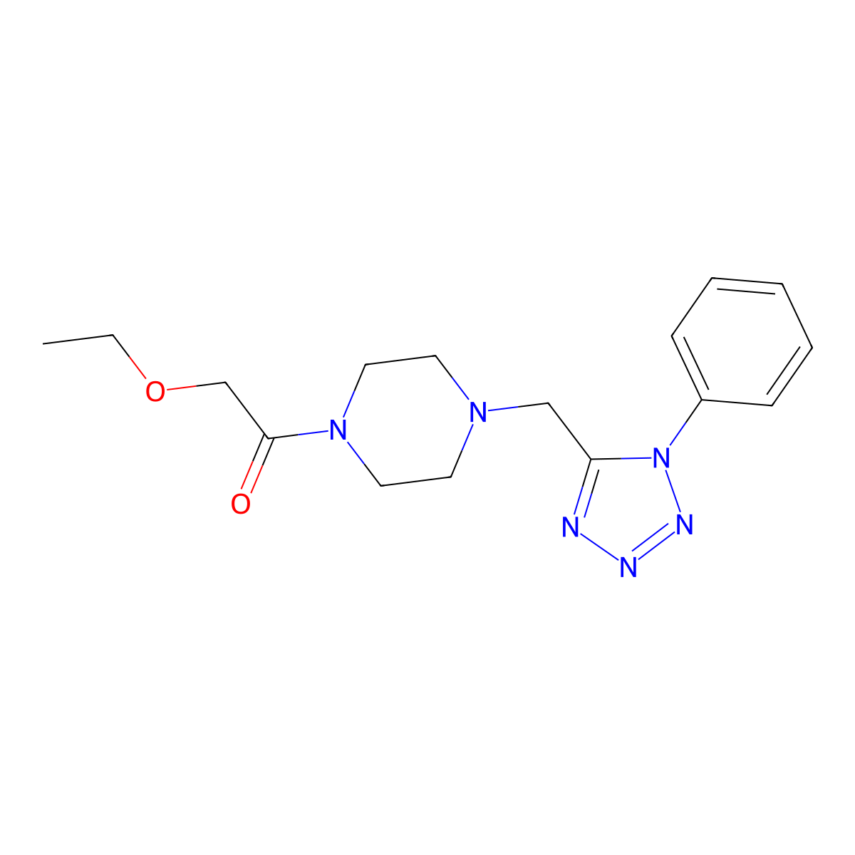 2-ethoxy-1-(4-((1-phenyl-1H-tetrazol-5-yl)methyl)piperazin-1-yl)ethanone molecular structure, CAS 1040649-73-7