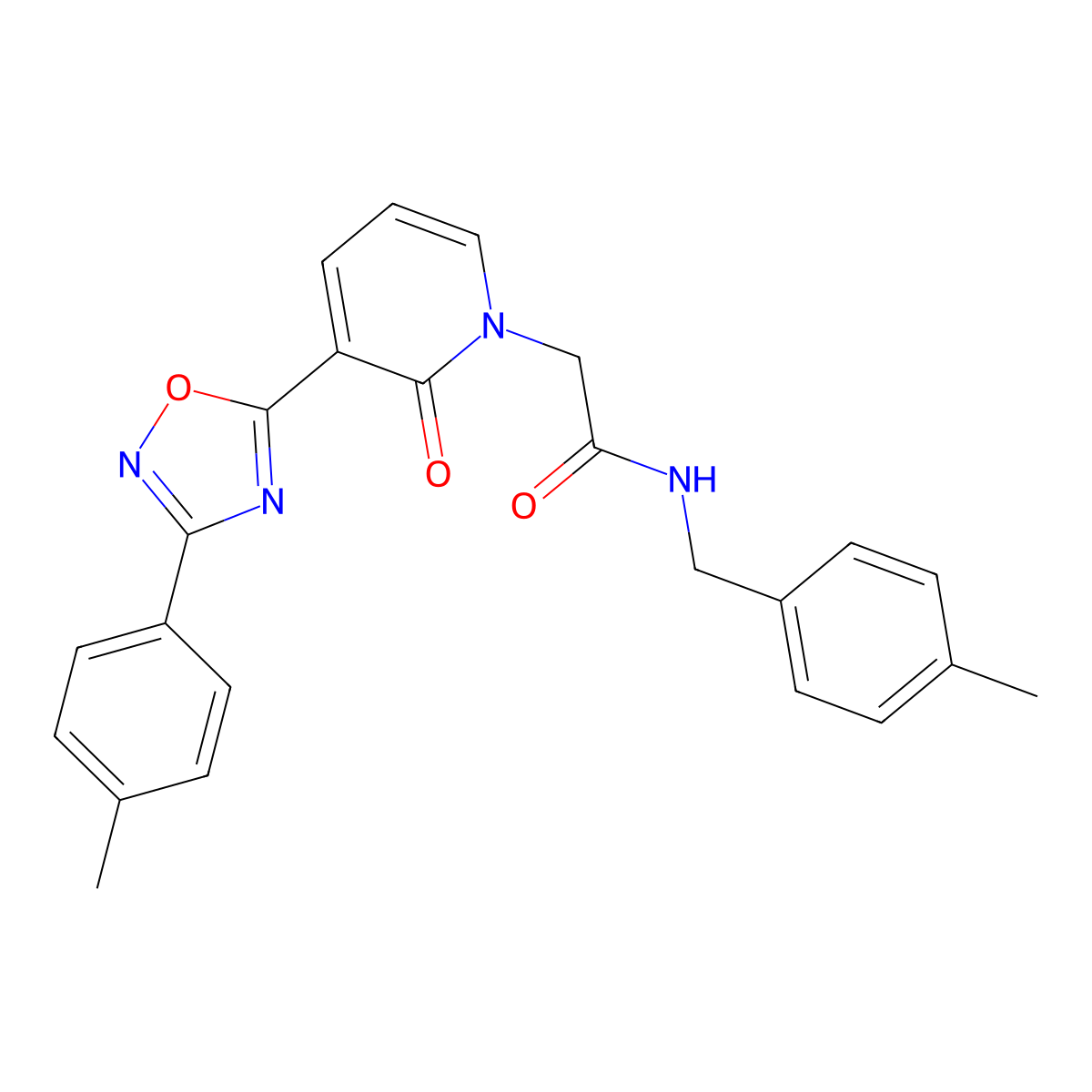 N-(4-methylbenzyl)-2-(2-oxo-3-(3-(p-tolyl)-1,2,4-oxadiazol-5-yl)pyridin-1(2H)-yl)acetamide molecular structure, CAS 1040649-75-9