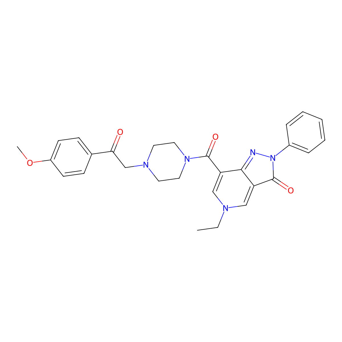 5-ethyl-7-(4-(2-(4-methoxyphenyl)-2-oxoethyl)piperazine-1-carbonyl)-2-phenyl-2H-pyrazolo[4,3-c]pyridin-3(5H)-one molecular structure, CAS 1040649-76-0