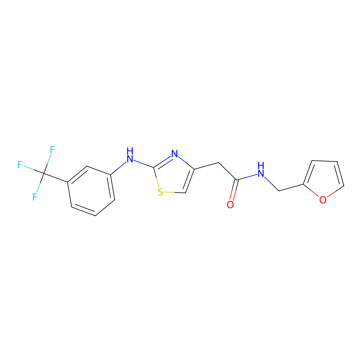 N-(furan-2-ylmethyl)-2-(2-((3-(trifluoromethyl)phenyl)amino)thiazol-4-yl)acetamide molecular structure, CAS 1040649-78-2