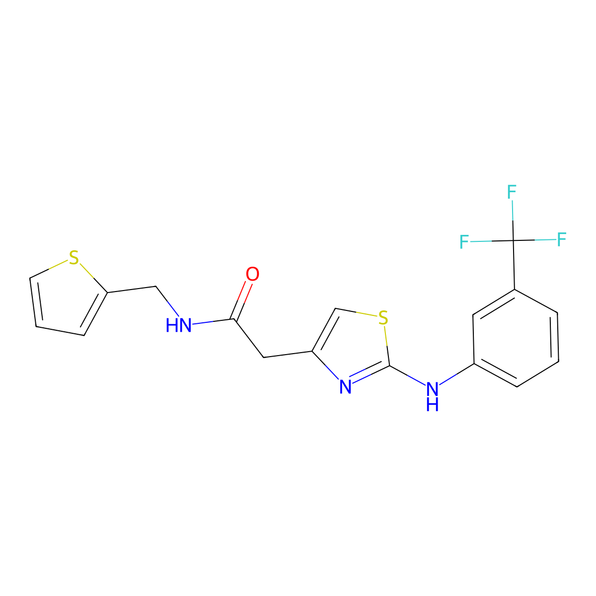 N-[(thiophen-2-yl)methyl]-2-(2-{[3-(trifluoromethyl)phenyl]amino}-1,3-thiazol-4-yl)acetamide molecular structure, CAS 1040649-83-9