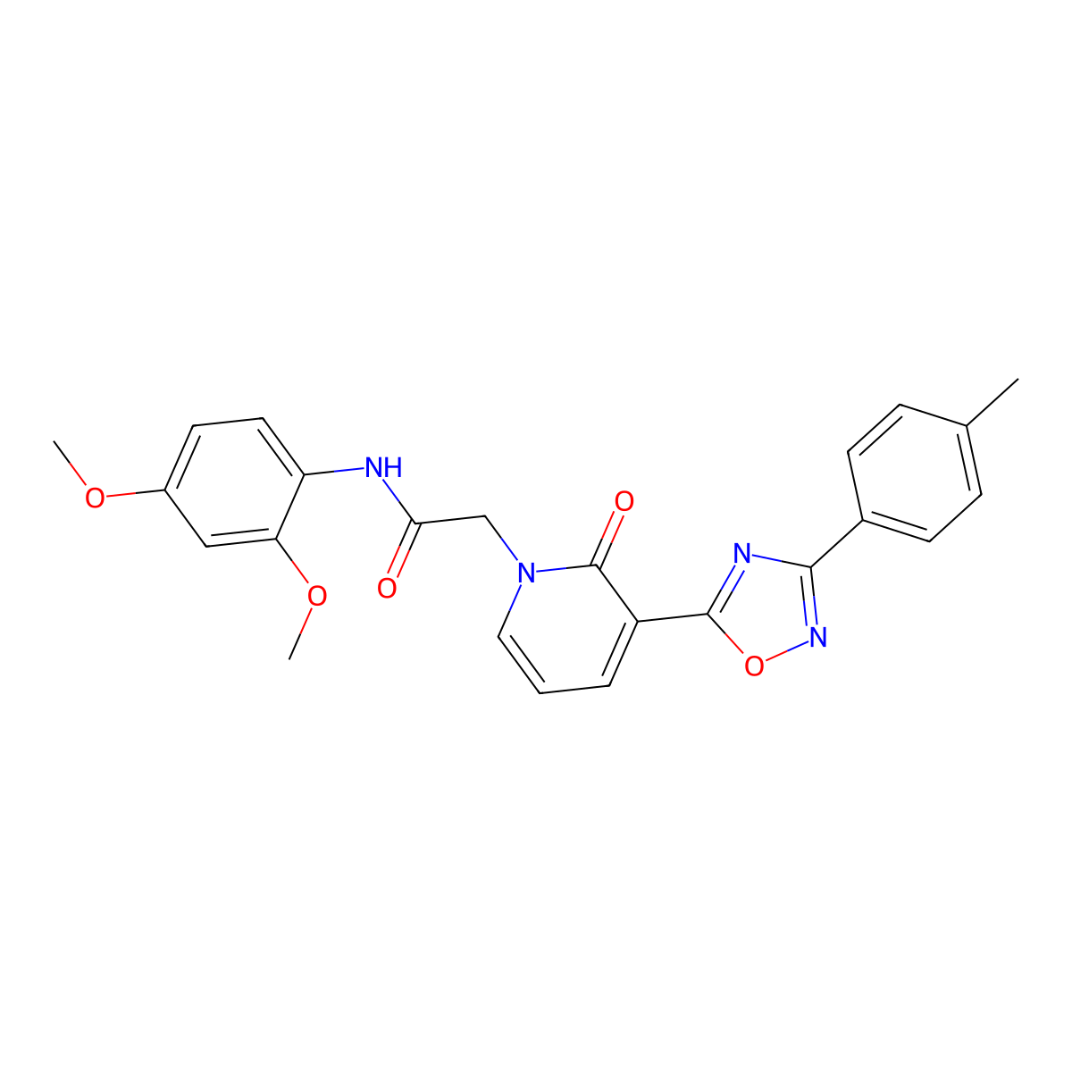 N-(2,4-dimethoxyphenyl)-2-{3-[3-(4-methylphenyl)-1,2,4-oxadiazol-5-yl]-2-oxo-1,2-dihydropyridin-1-yl}acetamide molecular structure, CAS 1040649-95-3