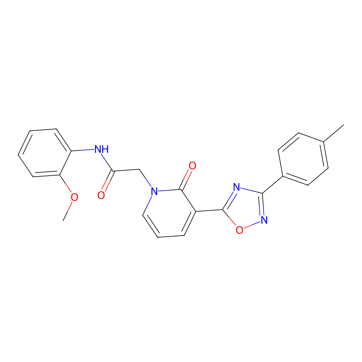 N-(2-methoxyphenyl)-2-(2-oxo-3-(3-(p-tolyl)-1,2,4-oxadiazol-5-yl)pyridin-1(2H)-yl)acetamide molecular structure, CAS 1040650-05-2
