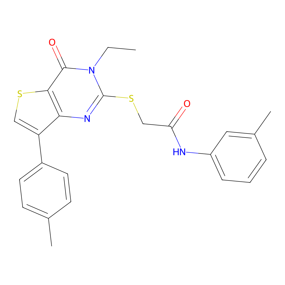 2-{[3-ethyl-7-(4-methylphenyl)-4-oxo-3H,4H-thieno[3,2-d]pyrimidin-2-yl]sulfanyl}-N-(3-methylphenyl)acetamide molecular structure, CAS 1040650-07-4