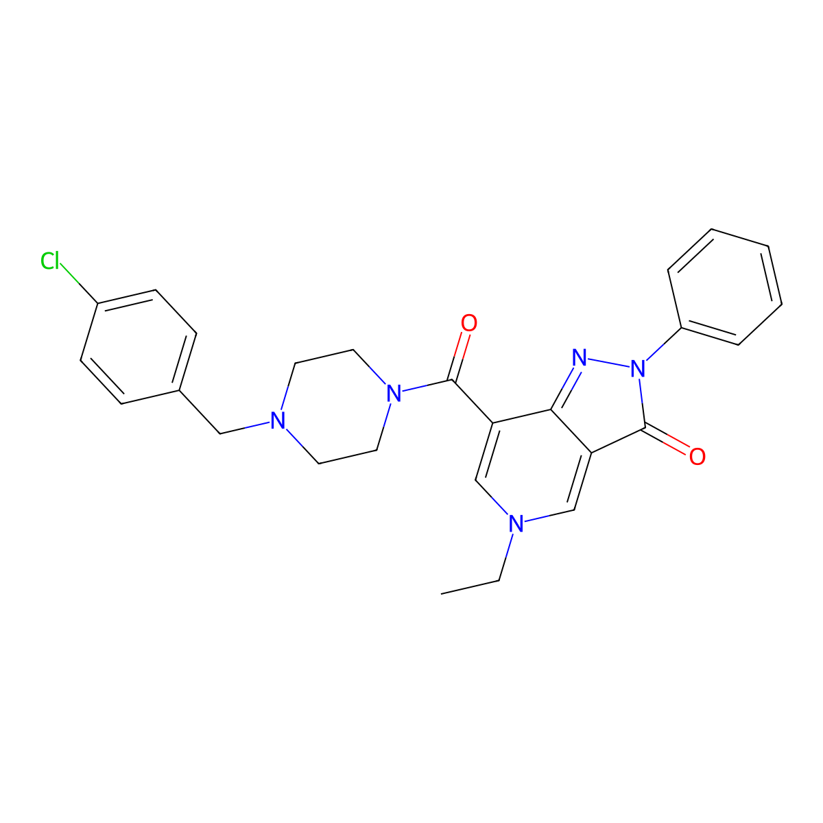 7-(4-(4-chlorobenzyl)piperazine-1-carbonyl)-5-ethyl-2-phenyl-2H-pyrazolo[4,3-c]pyridin-3(5H)-one molecular structure, CAS 1040650-11-0