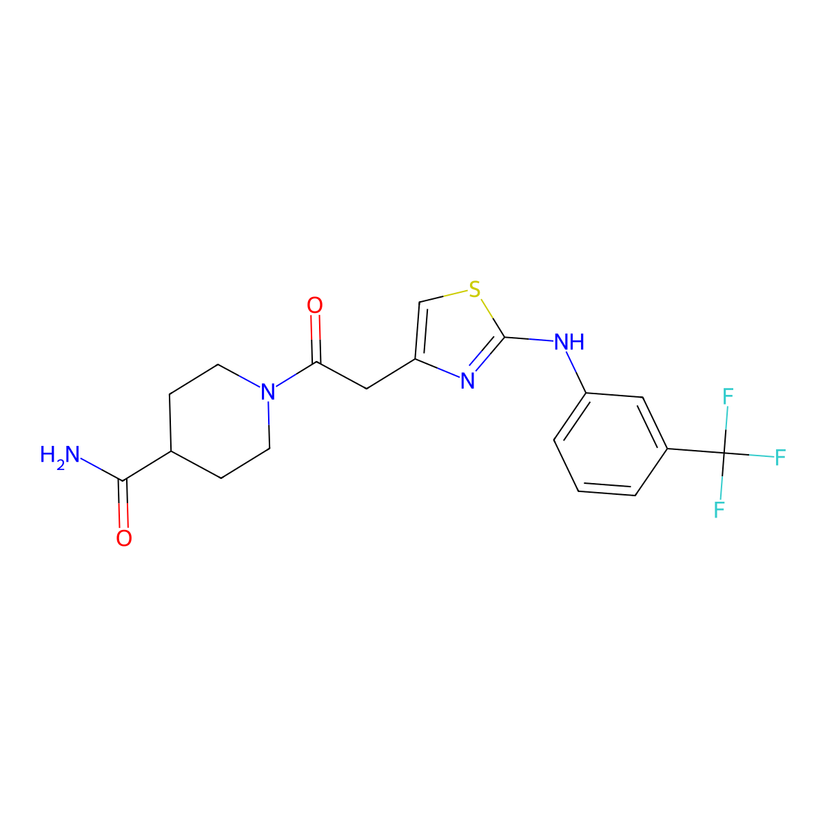 1-[2-(2-{[3-(Trifluoromethyl)phenyl]amino}-1,3-thiazol-4-yl)acetyl]piperidine-4-carboxamide molecular structure, CAS 1040650-13-2