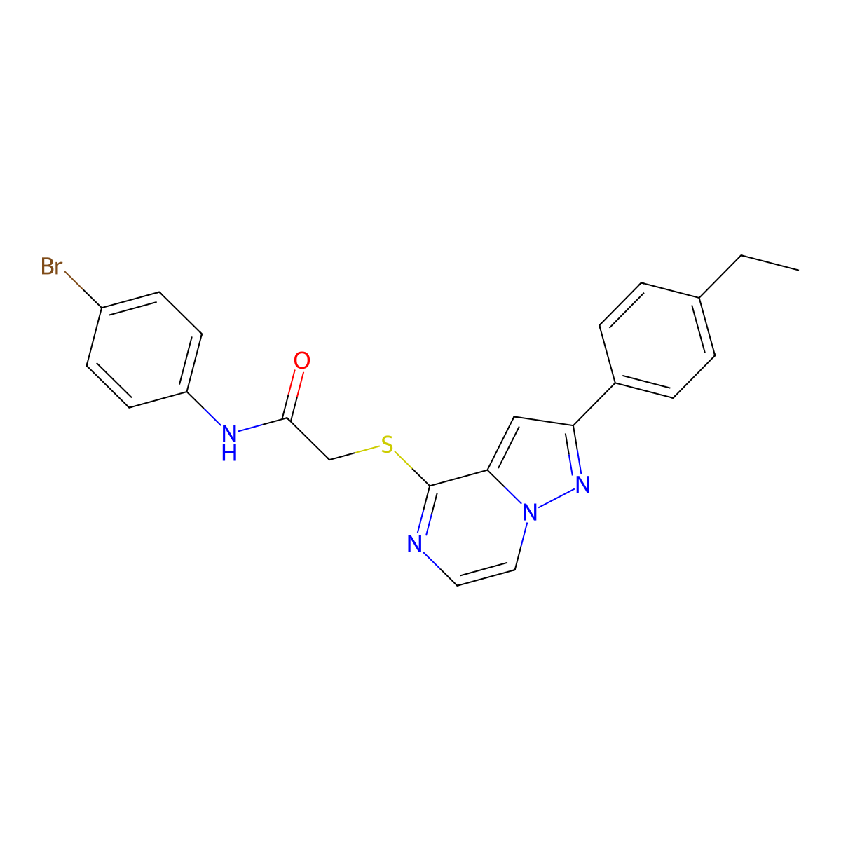 N-(4-bromophenyl)-2-{[2-(4-ethylphenyl)pyrazolo[1,5-a]pyrazin-4-yl]sulfanyl}acetamide molecular structure, CAS 1040650-14-3