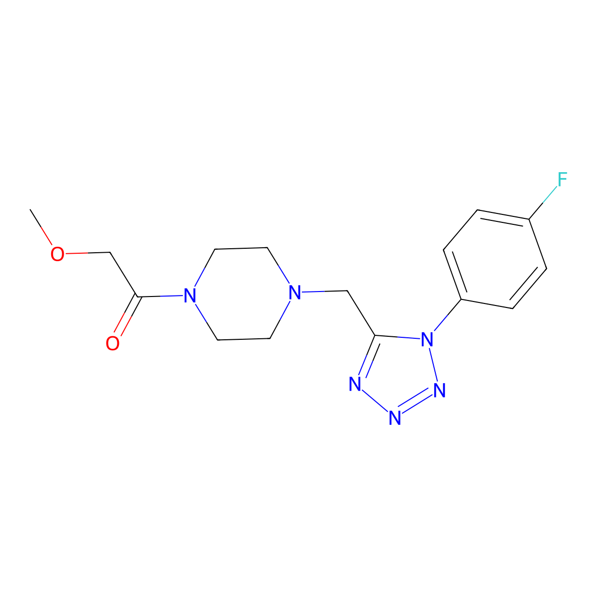 1-(4-((1-(4-fluorophenyl)-1H-tetrazol-5-yl)methyl)piperazin-1-yl)-2-methoxyethanone molecular structure, CAS 1040650-15-4