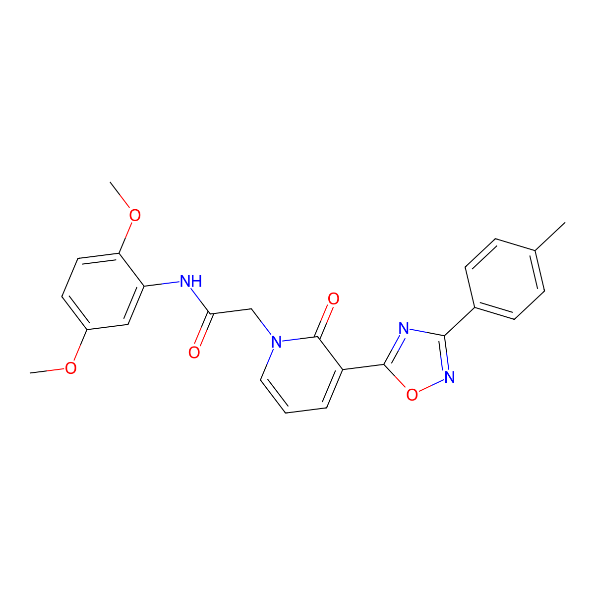 N-(2,5-dimethoxyphenyl)-2-{3-[3-(4-methylphenyl)-1,2,4-oxadiazol-5-yl]-2-oxo-1,2-dihydropyridin-1-yl}acetamide molecular structure, CAS 1040650-16-5