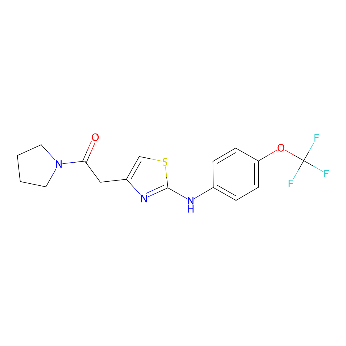 1-(Pyrrolidin-1-yl)-2-(2-{[4-(trifluoromethoxy)phenyl]amino}-1,3-thiazol-4-yl)ethan-1-one molecular structure, CAS 1040650-31-4