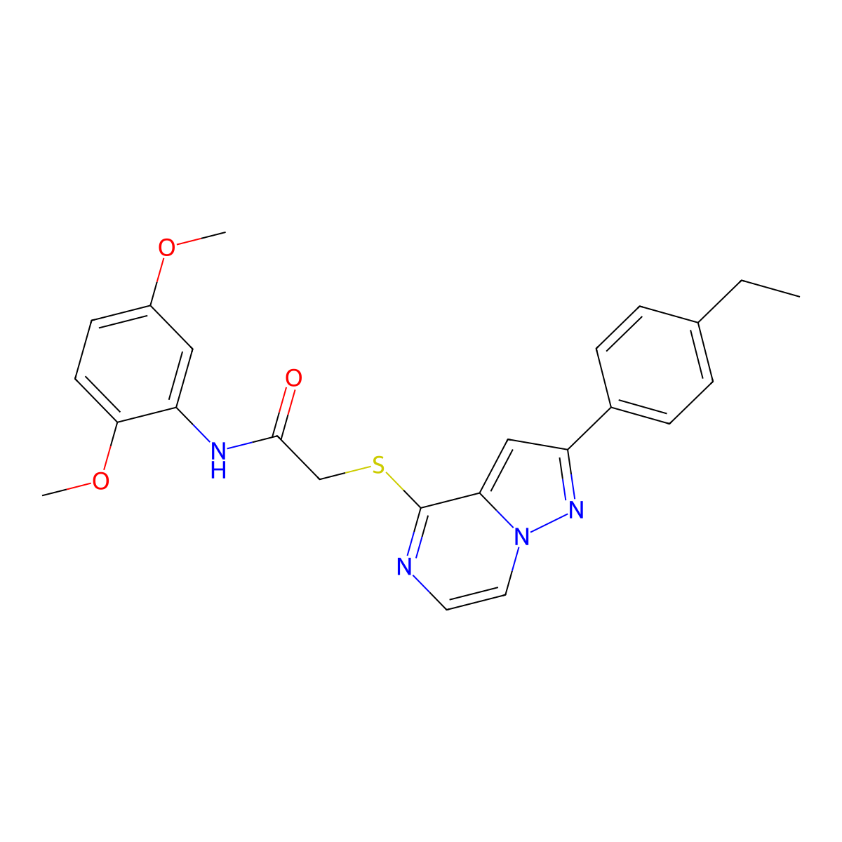 N-(2,5-dimethoxyphenyl)-2-{[2-(4-ethylphenyl)pyrazolo[1,5-a]pyrazin-4-yl]sulfanyl}acetamide molecular structure, CAS 1040650-32-5