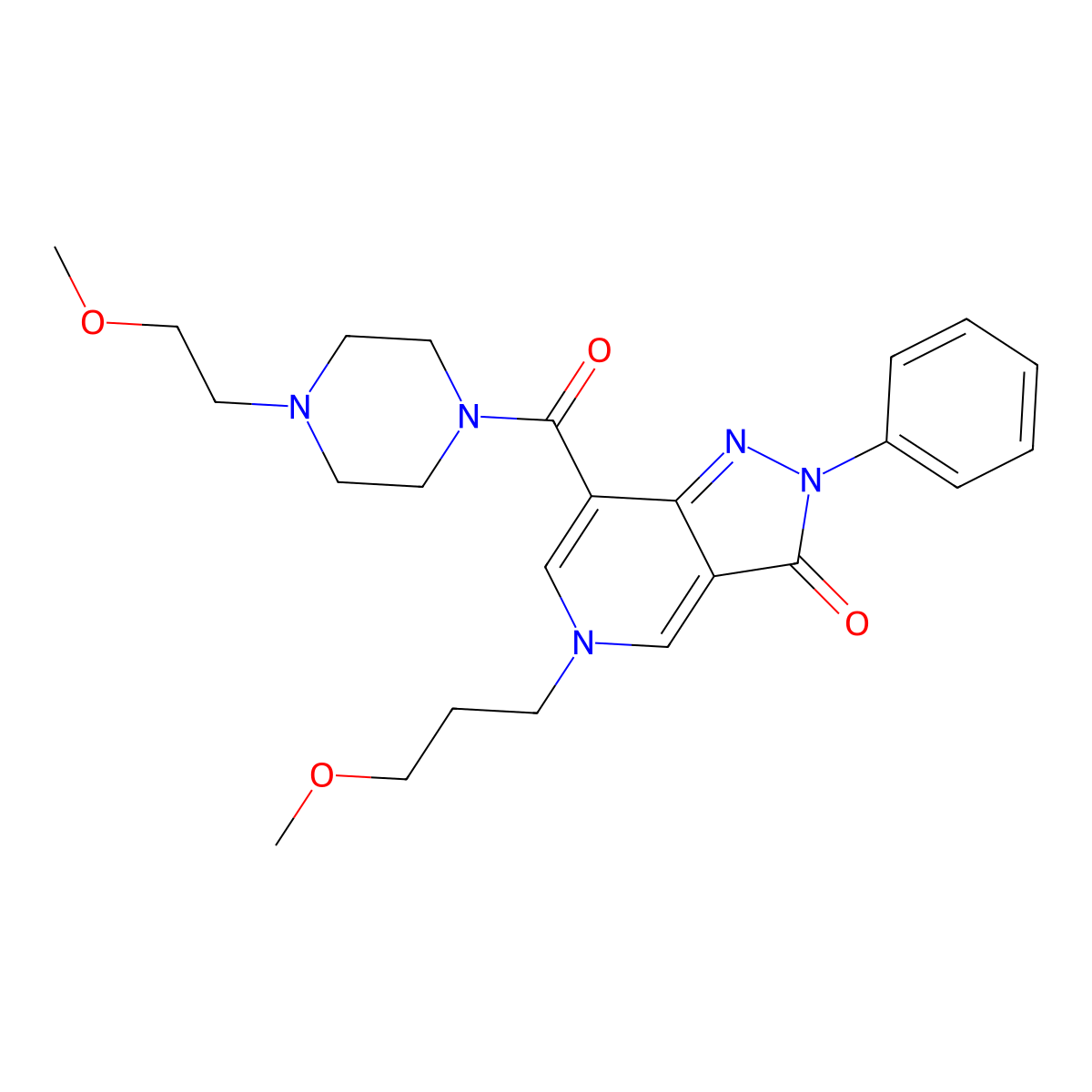 7-(4-(2-methoxyethyl)piperazine-1-carbonyl)-5-(3-methoxypropyl)-2-phenyl-2H-pyrazolo[4,3-c]pyridin-3(5H)-one molecular structure, CAS 1040650-35-8