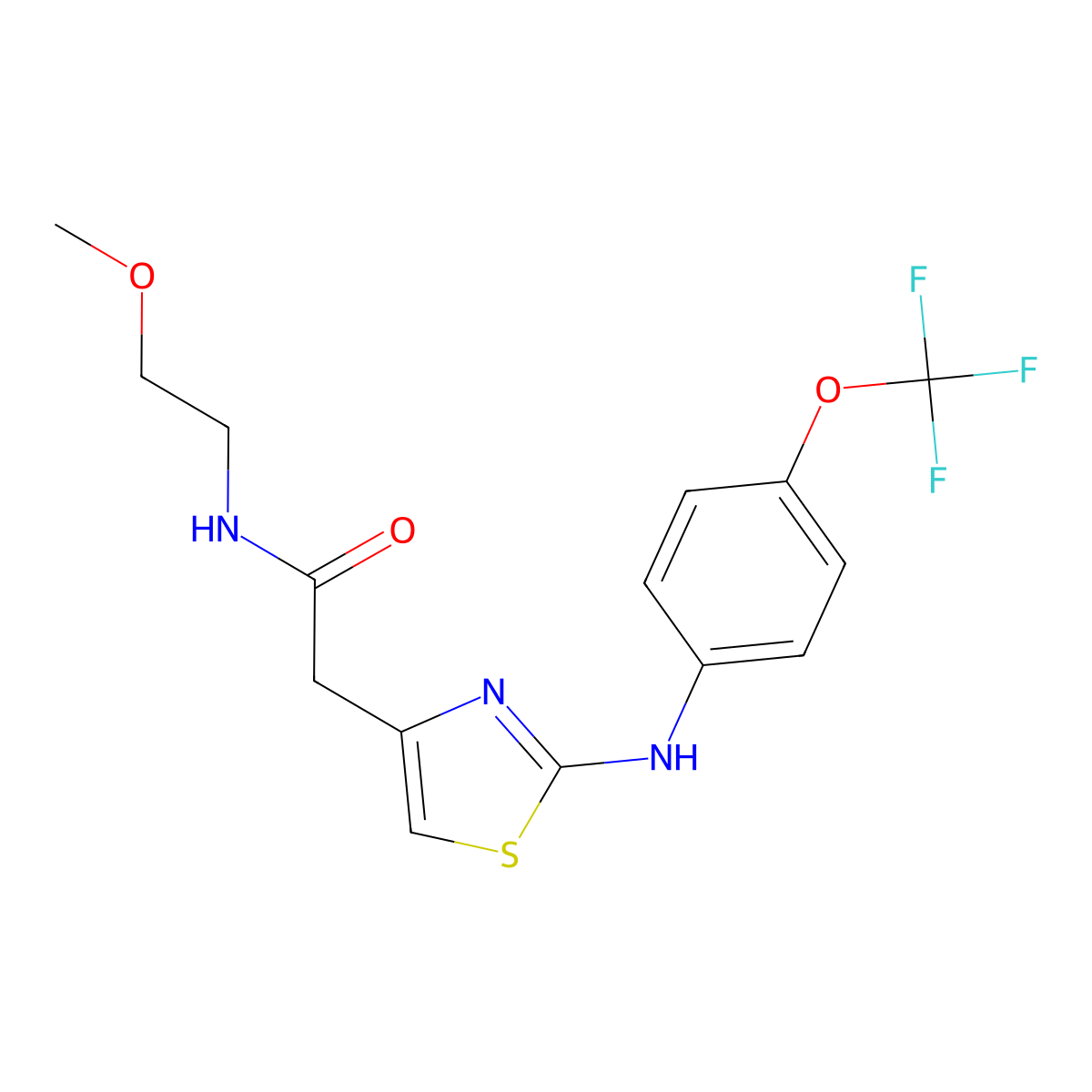 N-(2-methoxyethyl)-2-(2-{[4-(trifluoromethoxy)phenyl]amino}-1,3-thiazol-4-yl)acetamide molecular structure, CAS 1040650-37-0