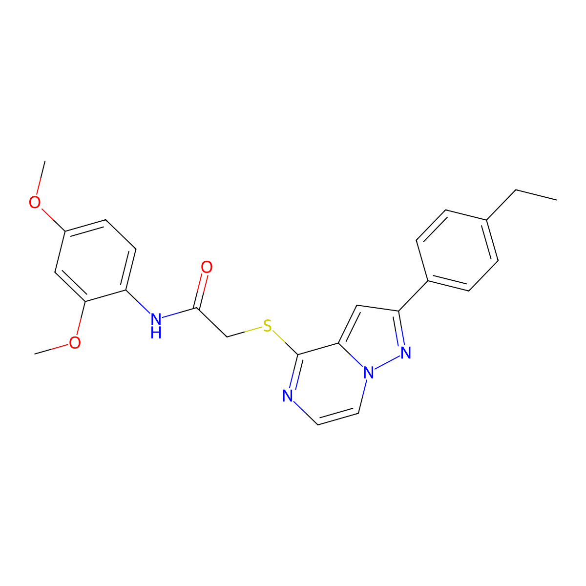 N-(2,4-dimethoxyphenyl)-2-{[2-(4-ethylphenyl)pyrazolo[1,5-a]pyrazin-4-yl]sulfanyl}acetamide molecular structure, CAS 1040650-38-1