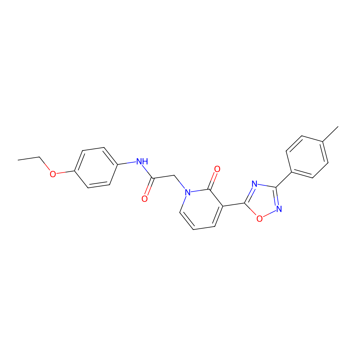 N-(4-ethoxyphenyl)-2-(2-oxo-3-(3-(p-tolyl)-1,2,4-oxadiazol-5-yl)pyridin-1(2H)-yl)acetamide molecular structure, CAS 1040650-40-5