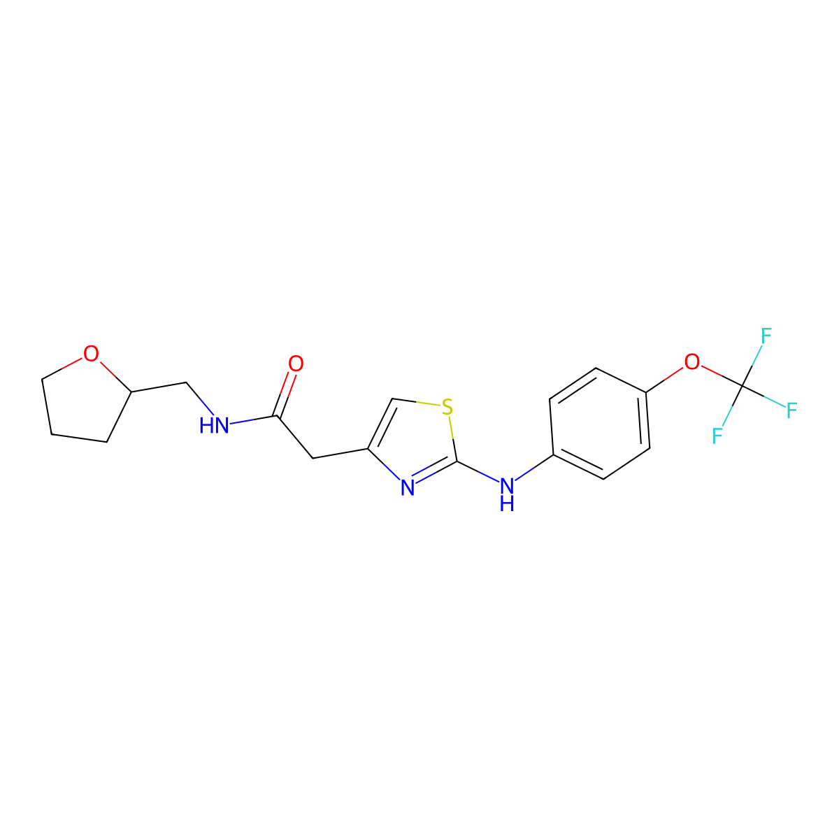 N-((tetrahydrofuran-2-yl)methyl)-2-(2-((4-(trifluoromethoxy)phenyl)amino)thiazol-4-yl)acetamide molecular structure, CAS 1040650-43-8