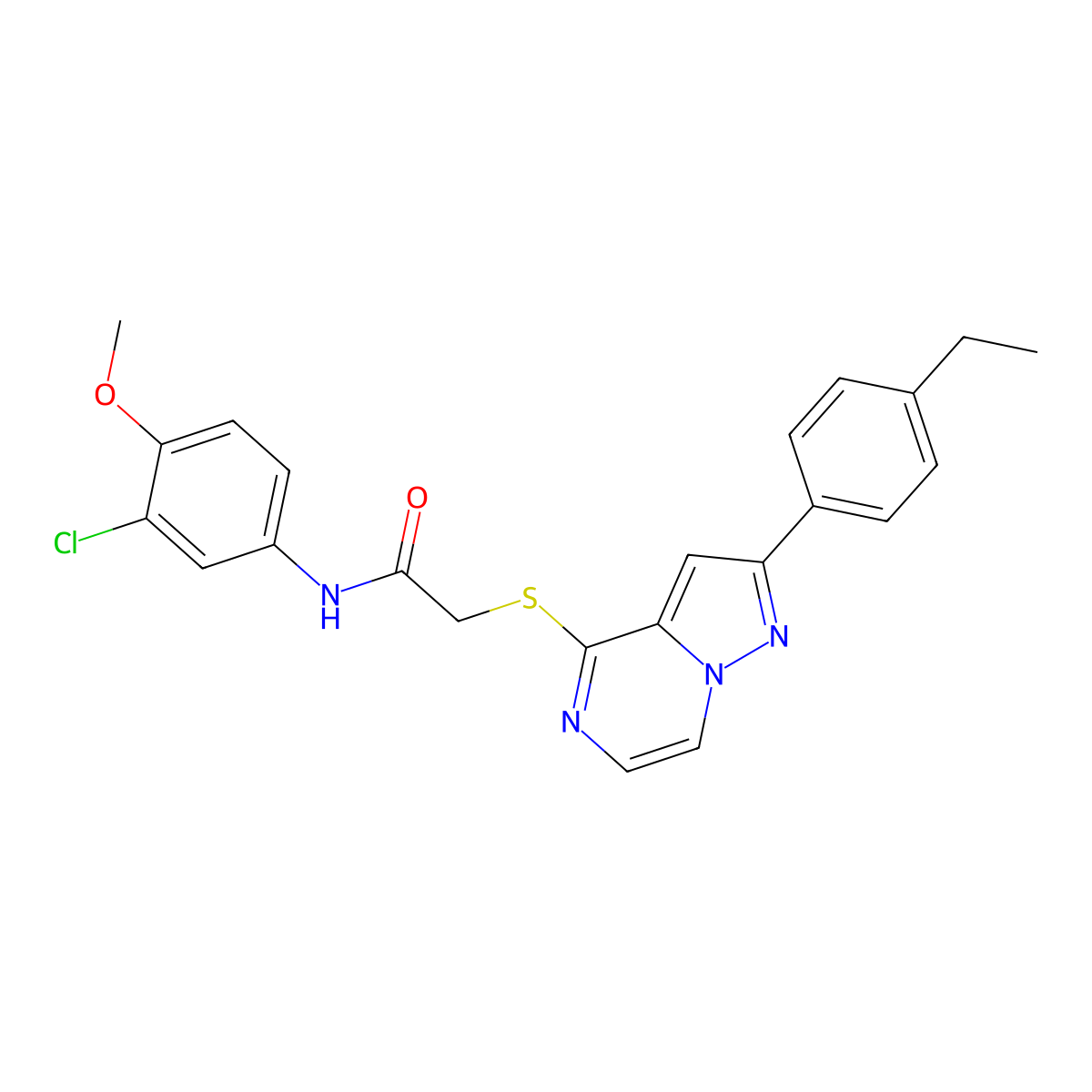 N-(3-chloro-4-methoxyphenyl)-2-{[2-(4-ethylphenyl)pyrazolo[1,5-a]pyrazin-4-yl]sulfanyl}acetamide molecular structure, CAS 1040650-44-9