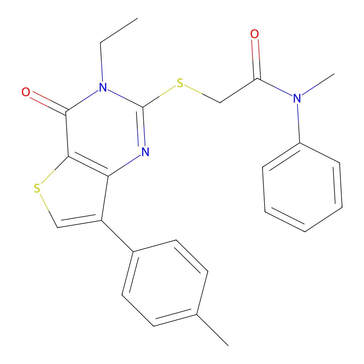2-{[3-ethyl-7-(4-methylphenyl)-4-oxo-3H,4H-thieno[3,2-d]pyrimidin-2-yl]sulfanyl}-N-methyl-N-phenylacetamide molecular structure, CAS 1040650-48-3