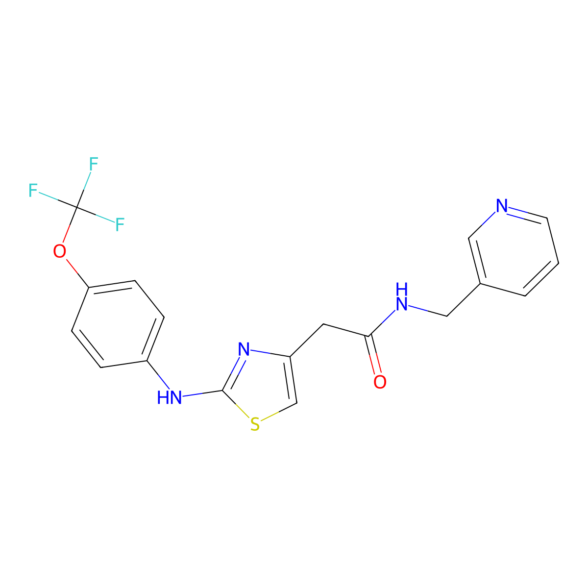 N-[(pyridin-3-yl)methyl]-2-(2-{[4-(trifluoromethoxy)phenyl]amino}-1,3-thiazol-4-yl)acetamide molecular structure, CAS 1040650-49-4