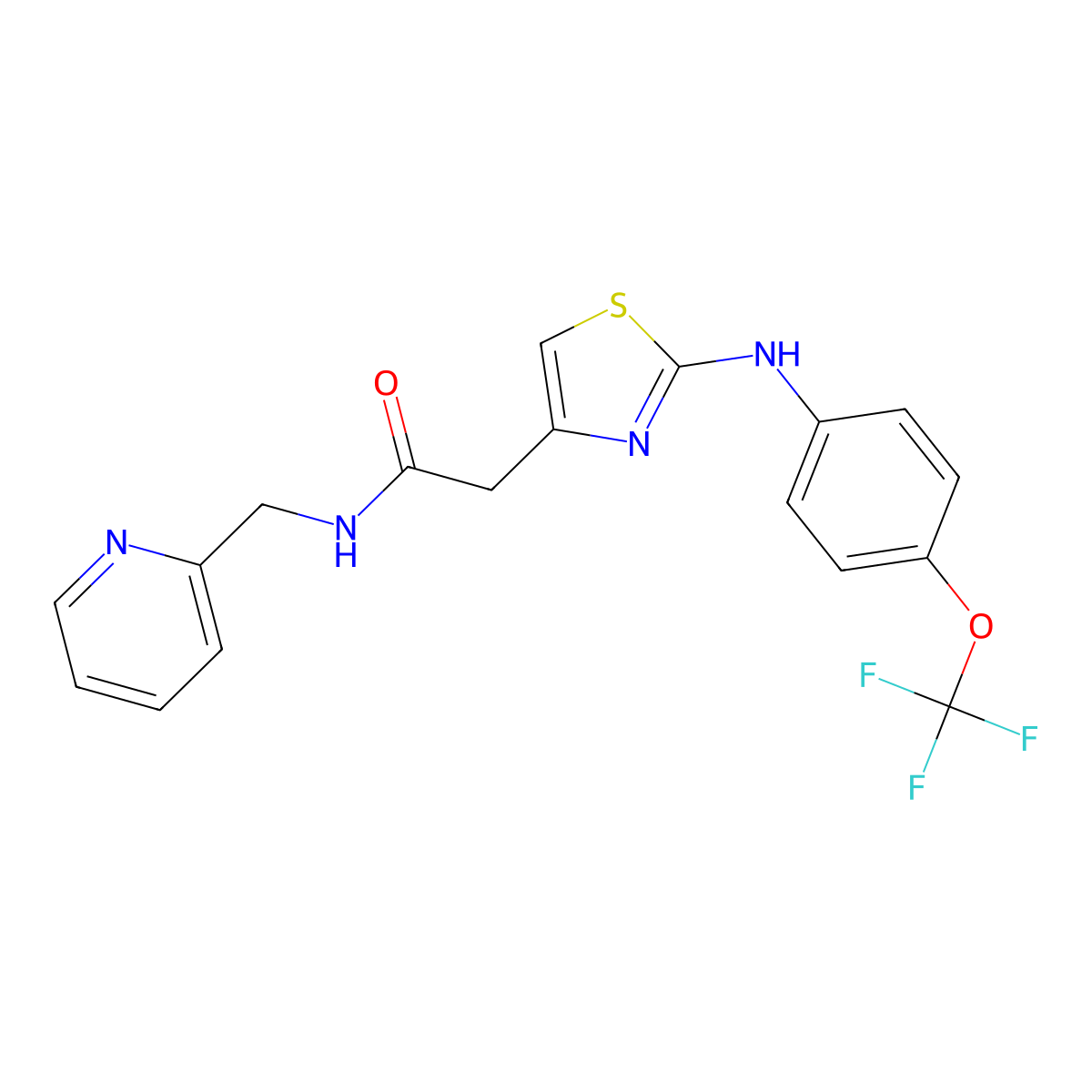 N-[(pyridin-2-yl)methyl]-2-(2-{[4-(trifluoromethoxy)phenyl]amino}-1,3-thiazol-4-yl)acetamide molecular structure, CAS 1040650-55-2