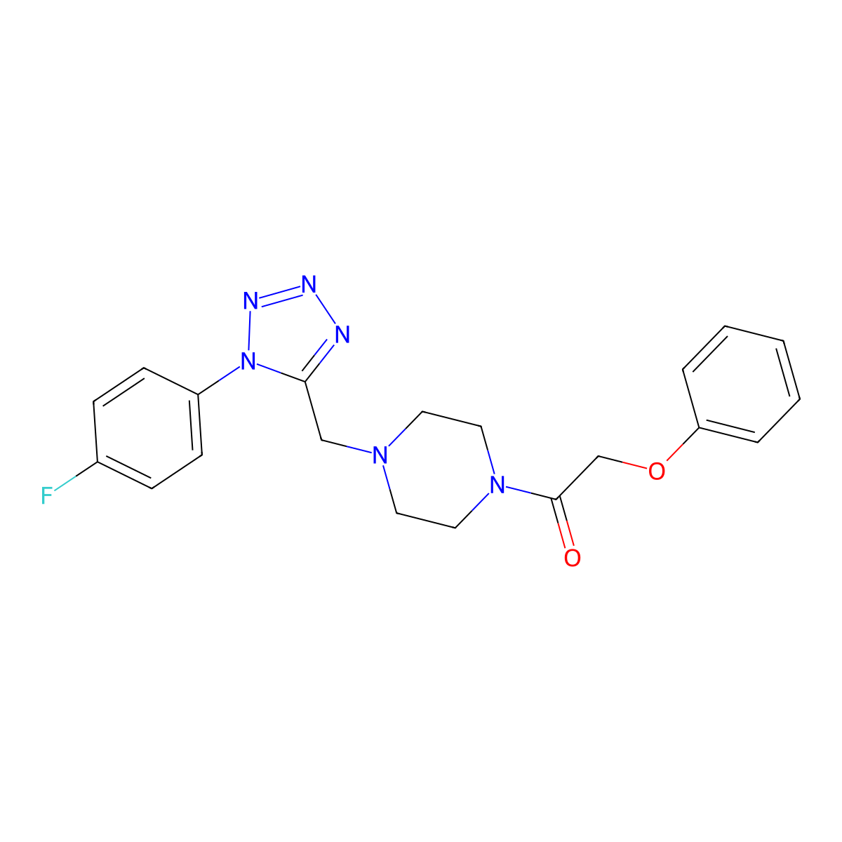 1-(4-((1-(4-fluorophenyl)-1H-tetrazol-5-yl)methyl)piperazin-1-yl)-2-phenoxyethanone molecular structure, CAS 1040650-57-4