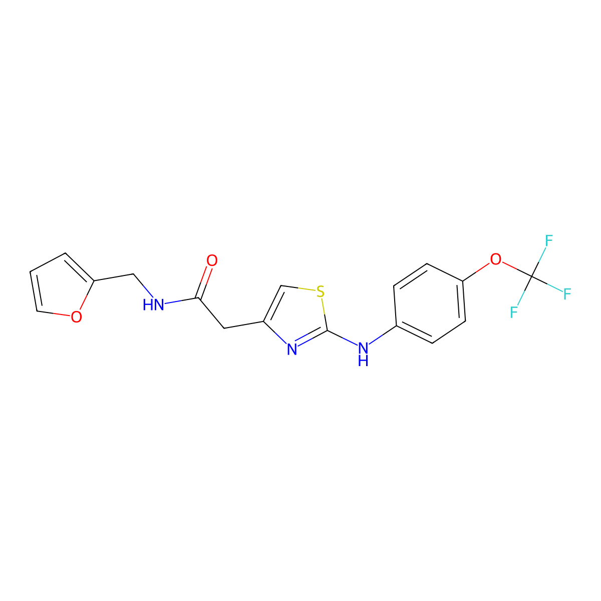 N-[(furan-2-yl)methyl]-2-(2-{[4-(trifluoromethoxy)phenyl]amino}-1,3-thiazol-4-yl)acetamide molecular structure, CAS 1040650-61-0