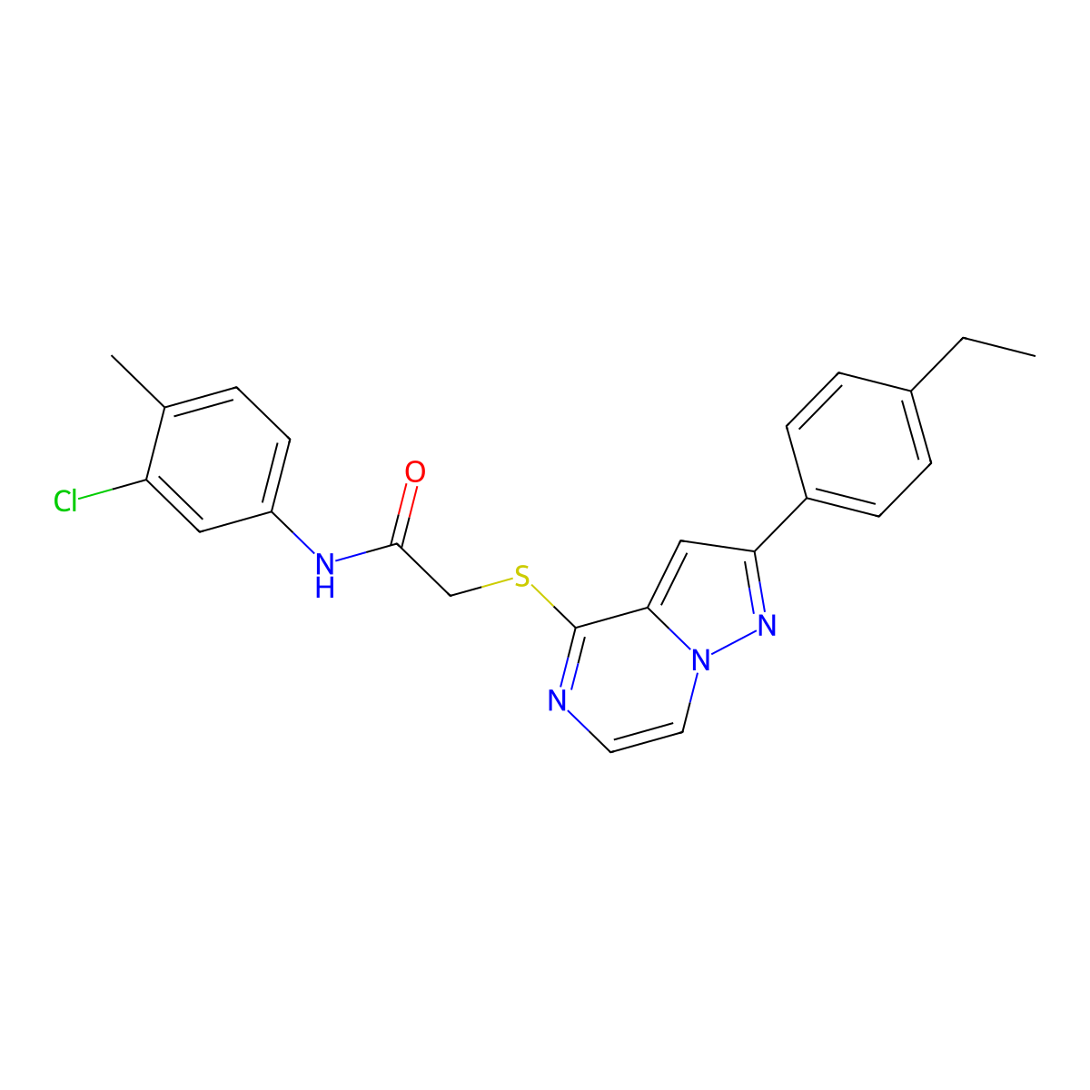N-(3-chloro-4-methylphenyl)-2-{[2-(4-ethylphenyl)pyrazolo[1,5-a]pyrazin-4-yl]sulfanyl}acetamide molecular structure, CAS 1040650-62-1