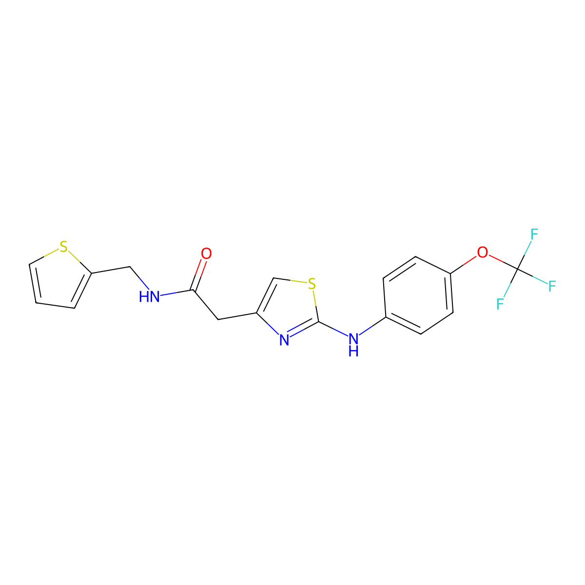 N-[(thiophen-2-yl)methyl]-2-(2-{[4-(trifluoromethoxy)phenyl]amino}-1,3-thiazol-4-yl)acetamide molecular structure, CAS 1040650-68-7