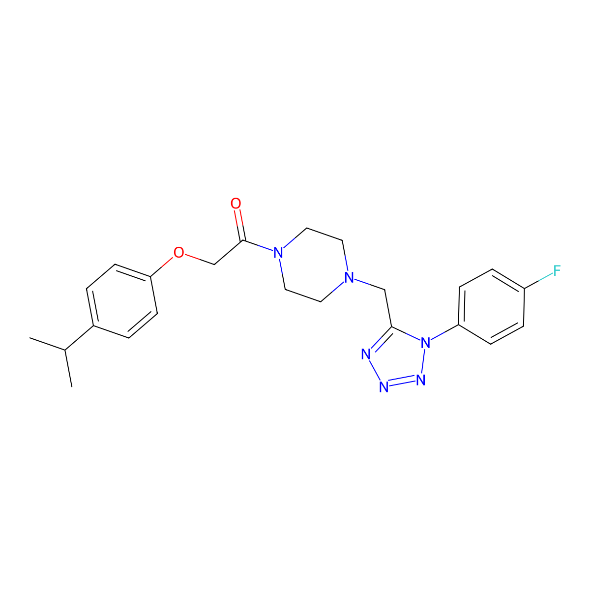 1-(4-((1-(4-fluorophenyl)-1H-tetrazol-5-yl)methyl)piperazin-1-yl)-2-(4-isopropylphenoxy)ethanone molecular structure, CAS 1040650-70-1