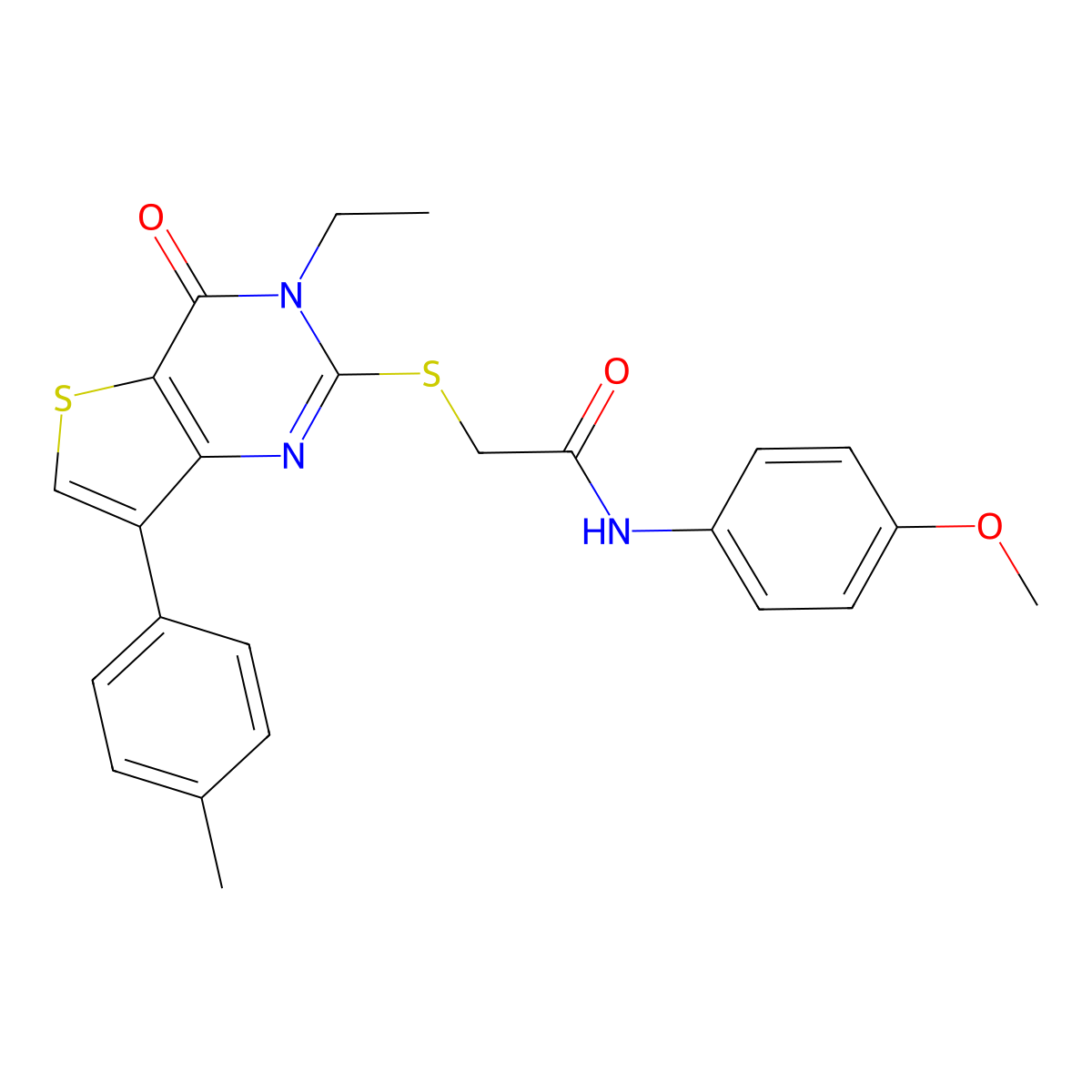 2-{[3-ethyl-7-(4-methylphenyl)-4-oxo-3H,4H-thieno[3,2-d]pyrimidin-2-yl]sulfanyl}-N-(4-methoxyphenyl)acetamide molecular structure, CAS 1040650-74-5