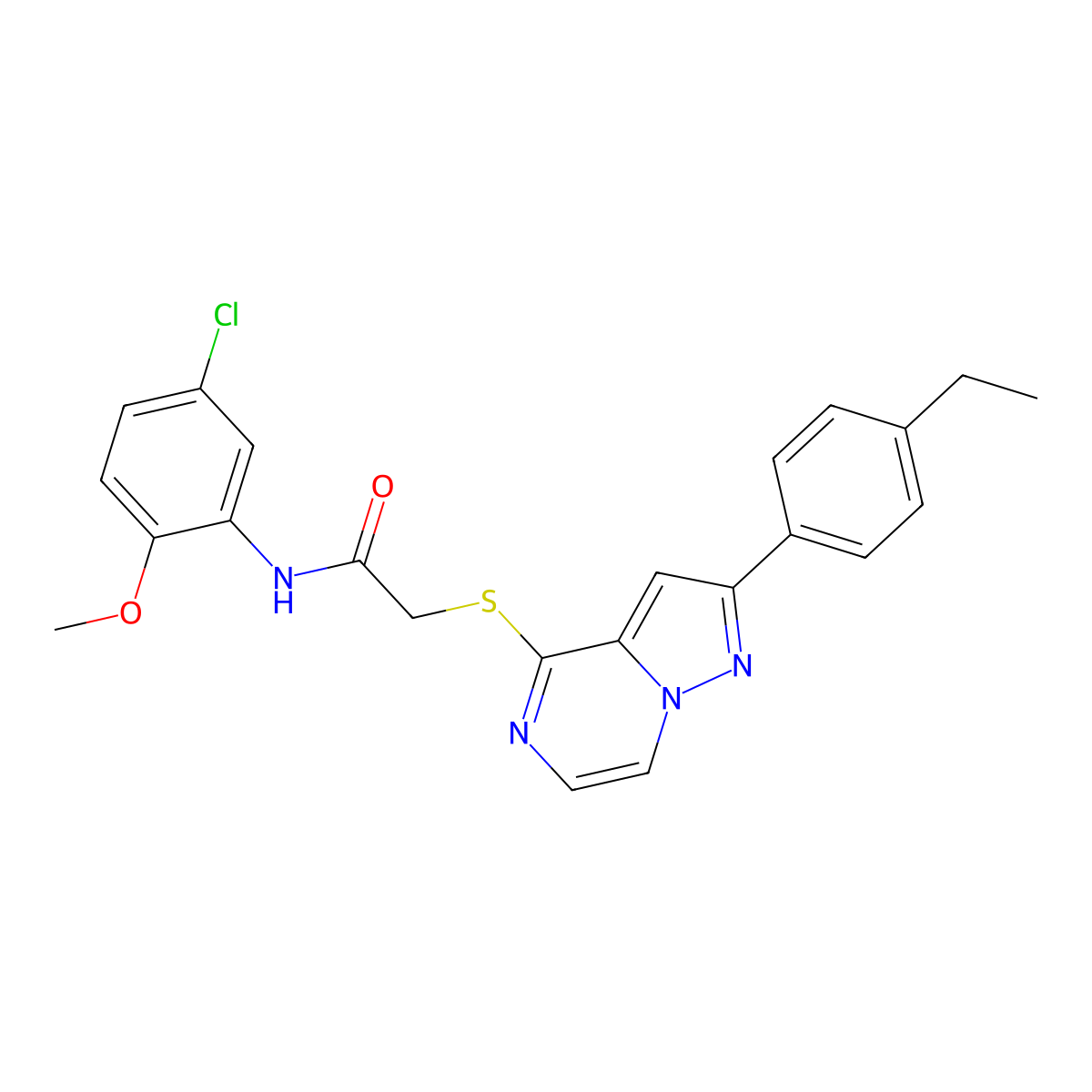 N-(5-chloro-2-methoxyphenyl)-2-((2-(4-ethylphenyl)pyrazolo[1,5-a]pyrazin-4-yl)thio)acetamide molecular structure, CAS 1040650-82-5