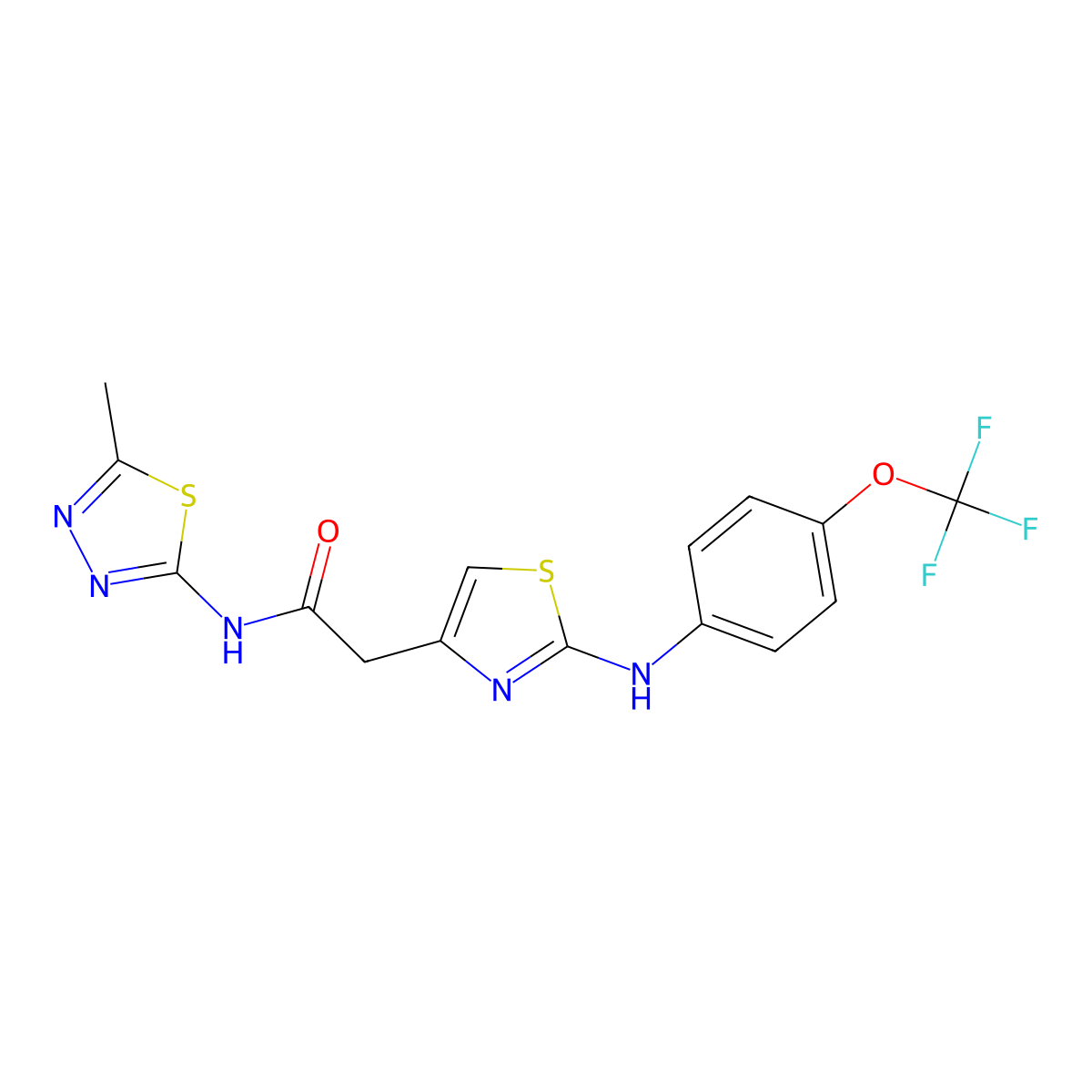 N-(5-methyl-1,3,4-thiadiazol-2-yl)-2-(2-{[4-(trifluoromethoxy)phenyl]amino}-1,3-thiazol-4-yl)acetamide molecular structure, CAS 1040650-83-6