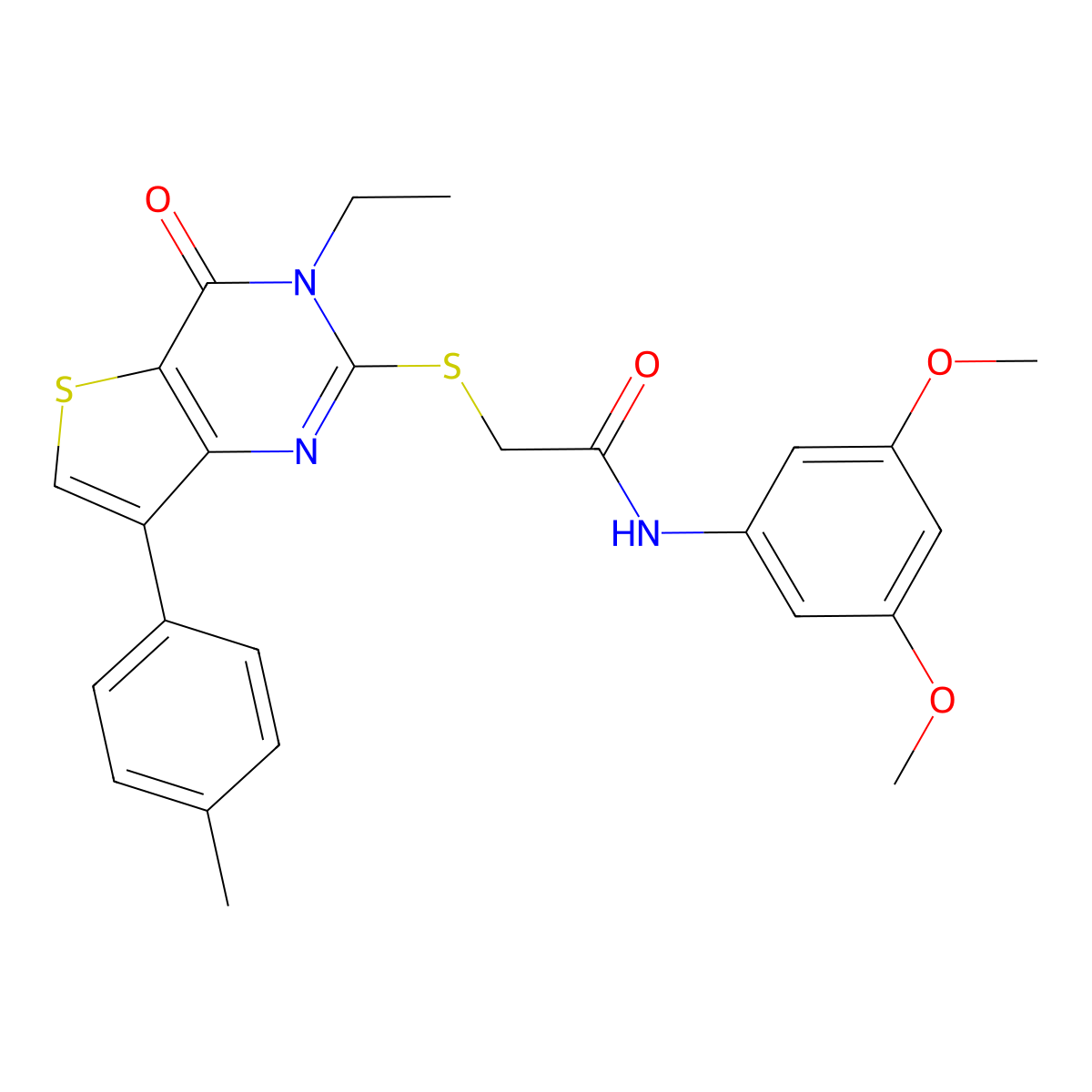 N-(3,5-dimethoxyphenyl)-2-{[3-ethyl-7-(4-methylphenyl)-4-oxo-3H,4H-thieno[3,2-d]pyrimidin-2-yl]sulfanyl}acetamide molecular structure, CAS 1040650-88-1