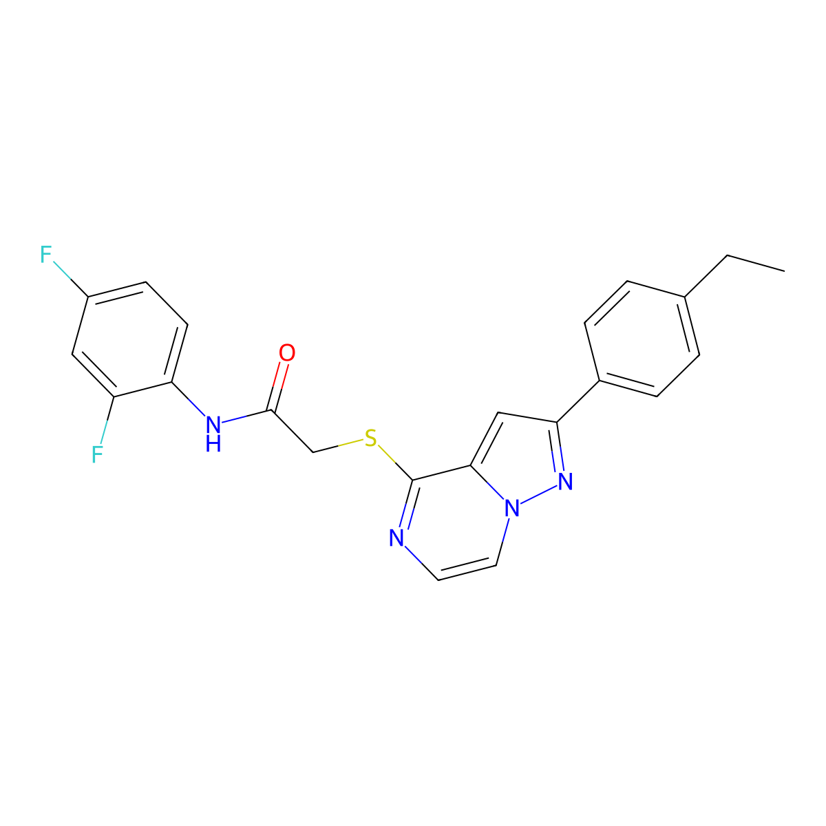 N-(2,4-difluorophenyl)-2-{[2-(4-ethylphenyl)pyrazolo[1,5-a]pyrazin-4-yl]sulfanyl}acetamide molecular structure, CAS 1040650-89-2