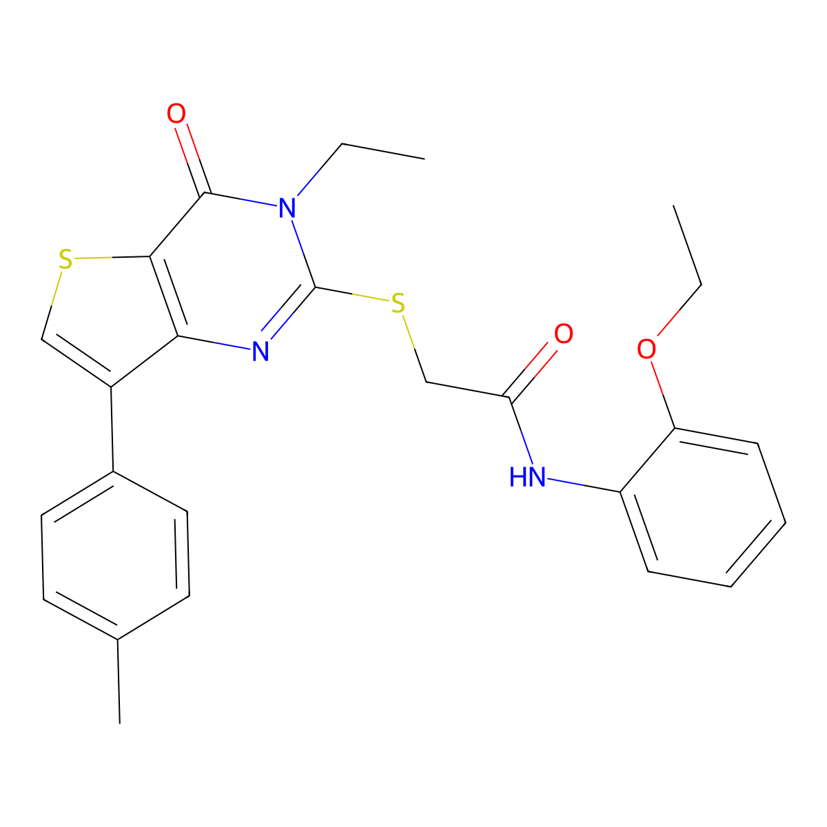 N-(2-ethoxyphenyl)-2-{[3-ethyl-7-(4-methylphenyl)-4-oxo-3H,4H-thieno[3,2-d]pyrimidin-2-yl]sulfanyl}acetamide molecular structure, CAS 1040650-95-0