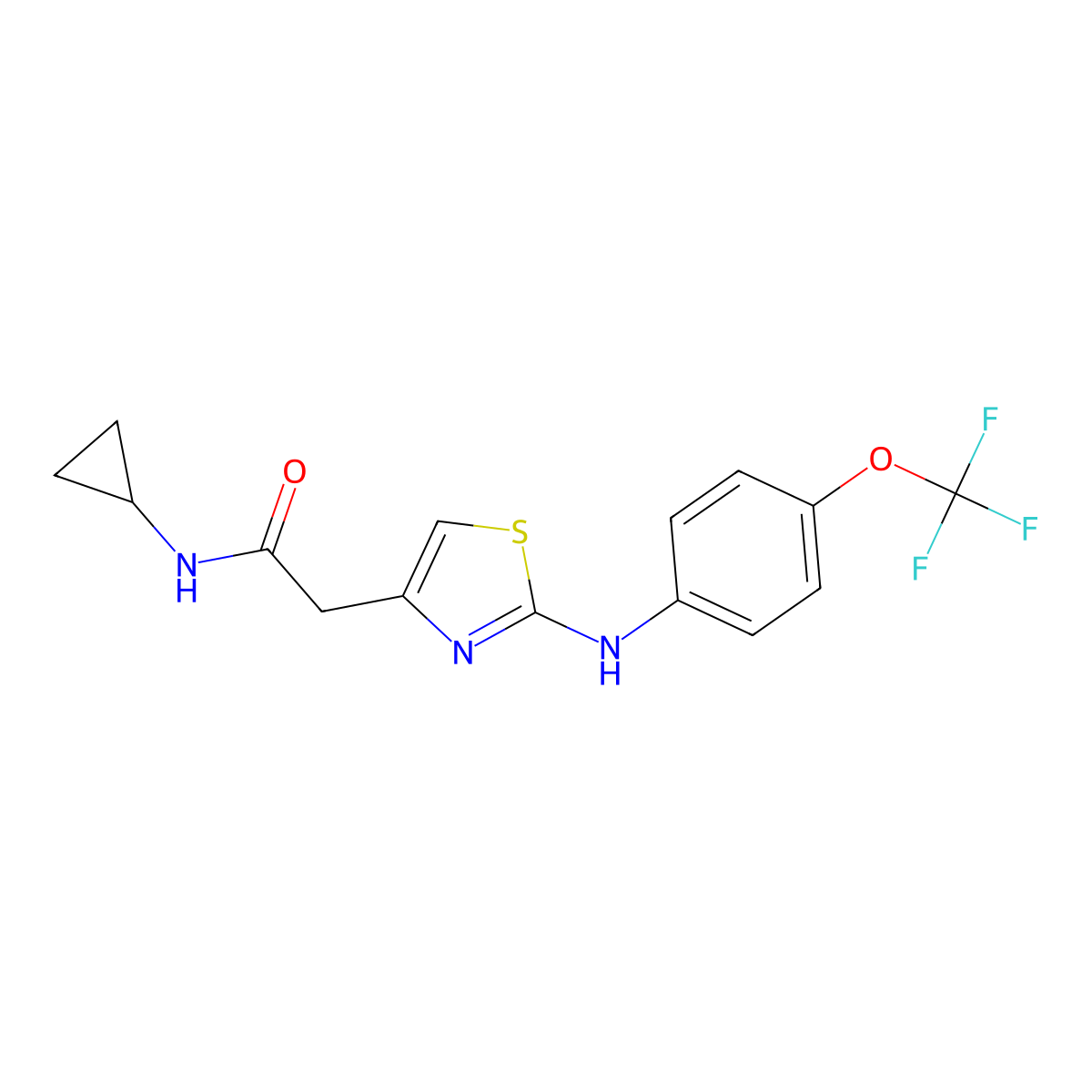N-cyclopropyl-2-(2-{[4-(trifluoromethoxy)phenyl]amino}-1,3-thiazol-4-yl)acetamide molecular structure, CAS 1040650-97-2