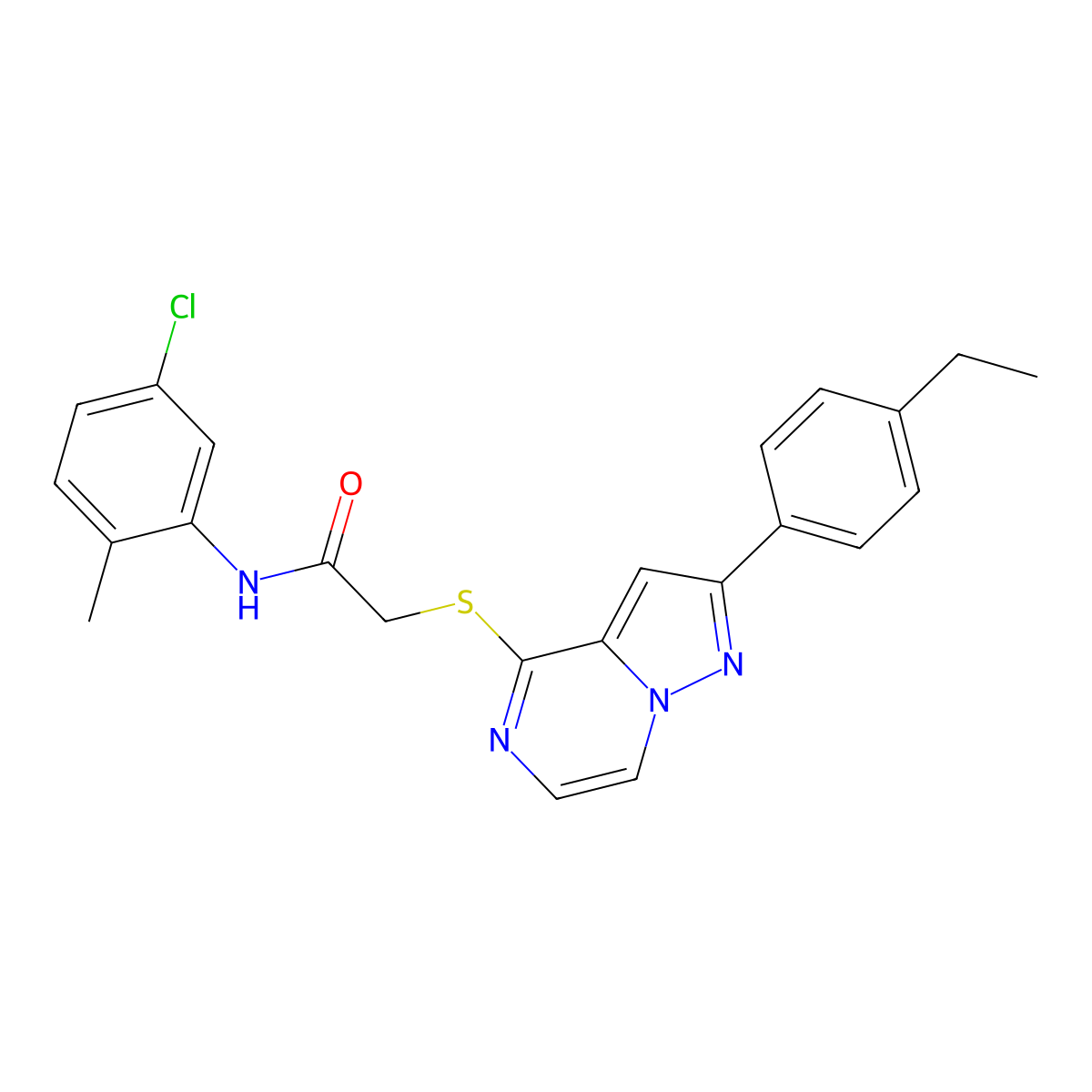 N-(5-chloro-2-methylphenyl)-2-{[2-(4-ethylphenyl)pyrazolo[1,5-a]pyrazin-4-yl]sulfanyl}acetamide molecular structure, CAS 1040651-03-3