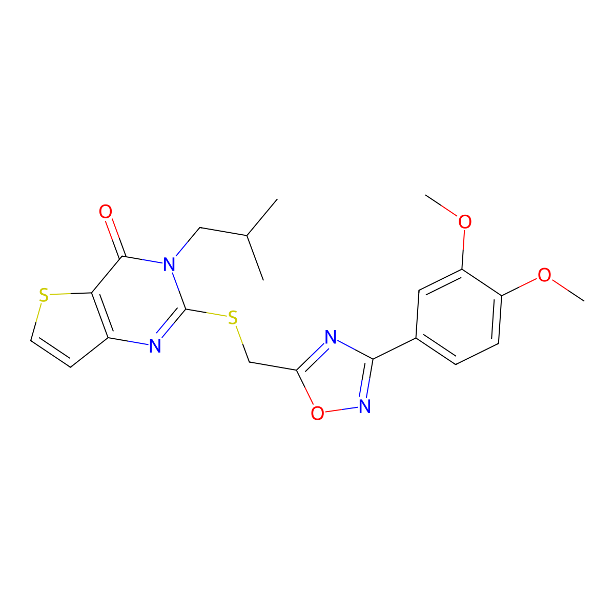 2-({[3-(3,4-dimethoxyphenyl)-1,2,4-oxadiazol-5-yl]methyl}sulfanyl)-3-(2-methylpropyl)-3H,4H-thieno[3,2-d]pyrimidin-4-one molecular structure, CAS 1040651-06-6