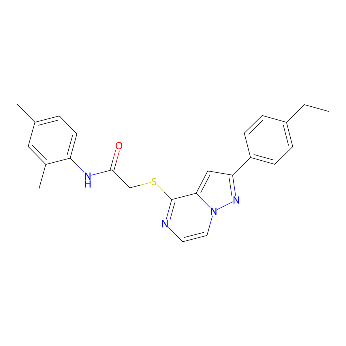 N-(2,4-dimethylphenyl)-2-{[2-(4-ethylphenyl)pyrazolo[1,5-a]pyrazin-4-yl]sulfanyl}acetamide molecular structure, CAS 1040651-10-2
