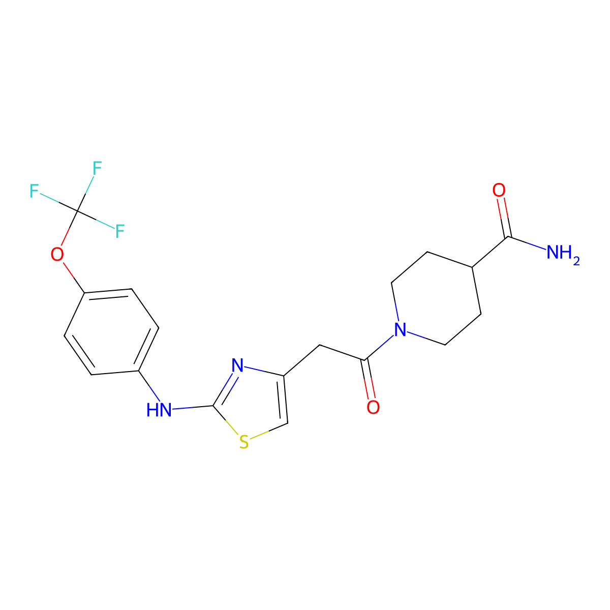 1-[2-(2-{[4-(Trifluoromethoxy)phenyl]amino}-1,3-thiazol-4-yl)acetyl]piperidine-4-carboxamide molecular structure, CAS 1040651-11-3