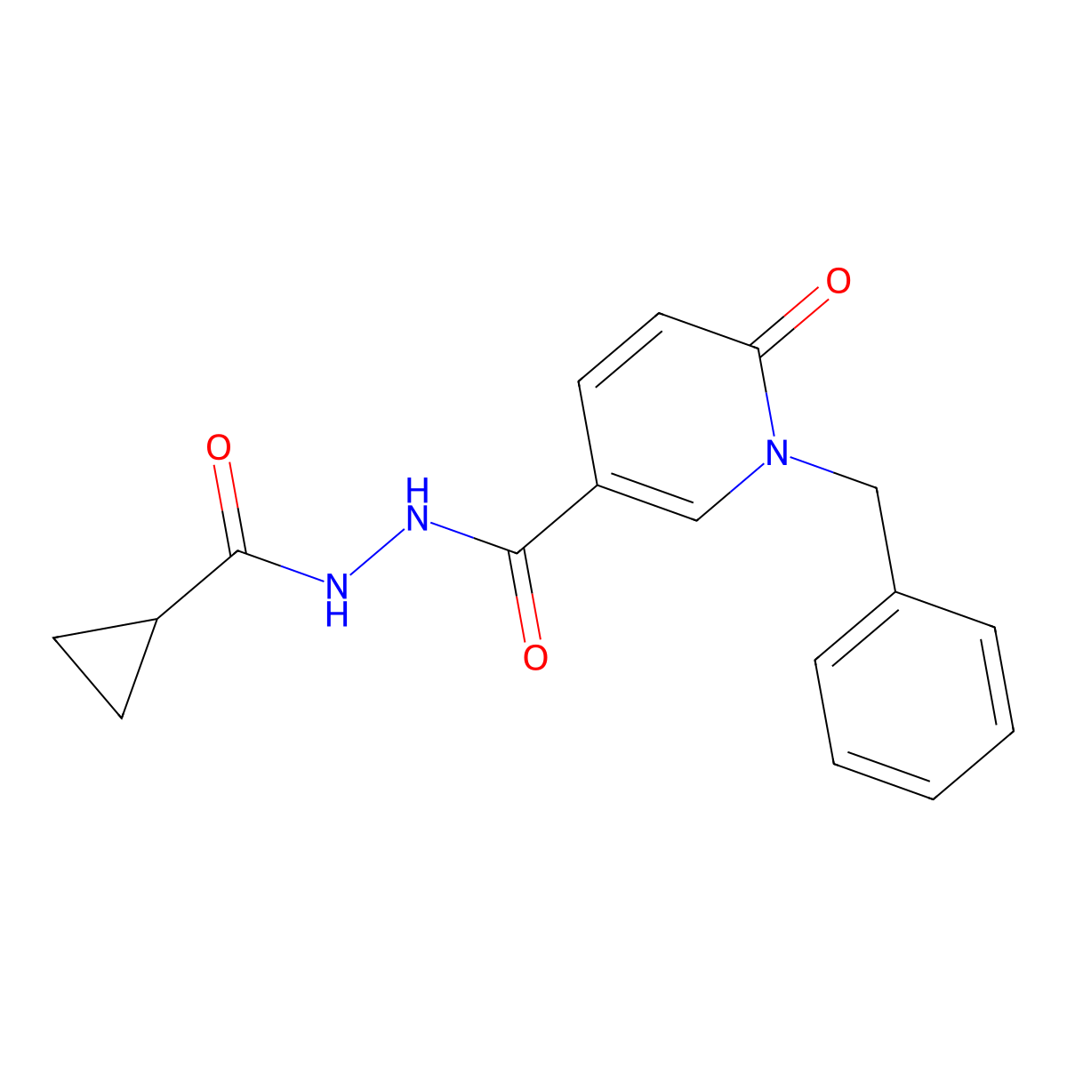 1-benzyl-N'-(cyclopropanecarbonyl)-6-oxo-1,6-dihydropyridine-3-carbohydrazide molecular structure, CAS 1040651-15-7